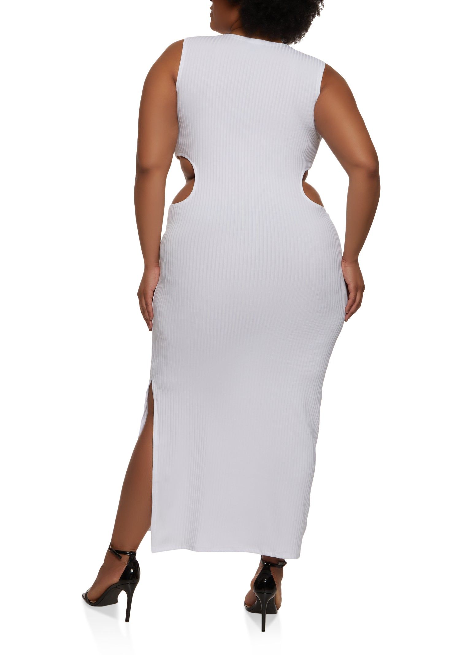 Plus Size Rib Knit Cut Out Tank Maxi Dress sold by Rainbow product image thumbnail 3
