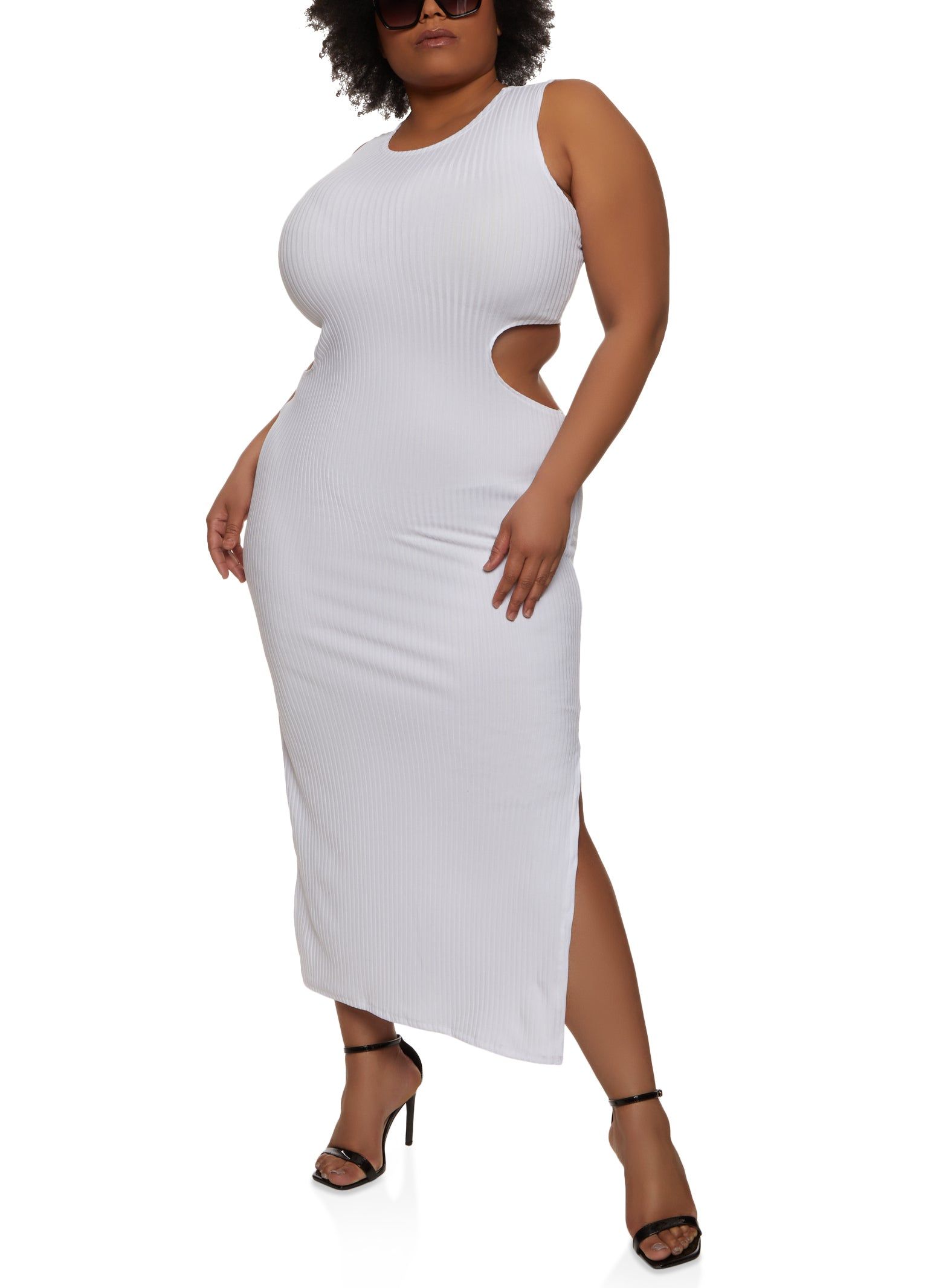 Plus Size Rib Knit Cut Out Tank Maxi Dress sold by Rainbow product image thumbnail 2