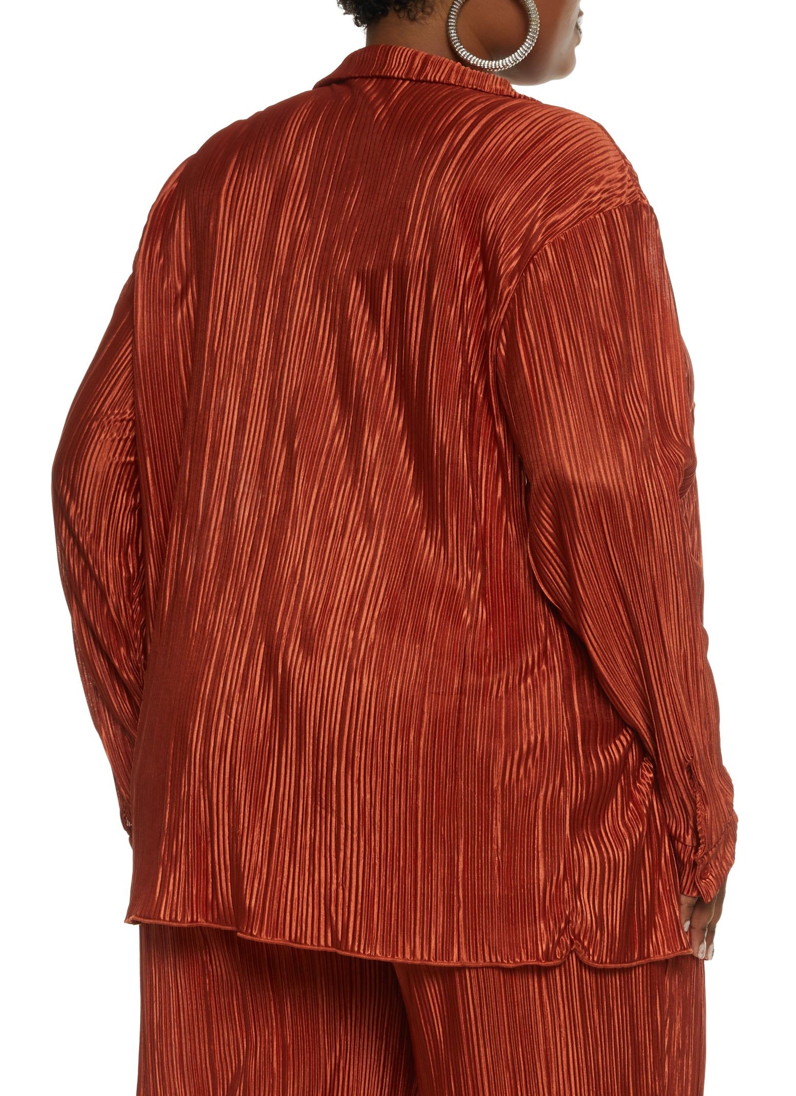 Plus Size Plisse Button Front Shirt sold by Rainbow product image thumbnail 3