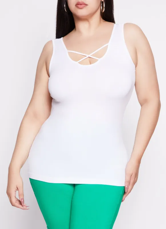 Plus Size Criss Cross Tank Top sold by Rainbow