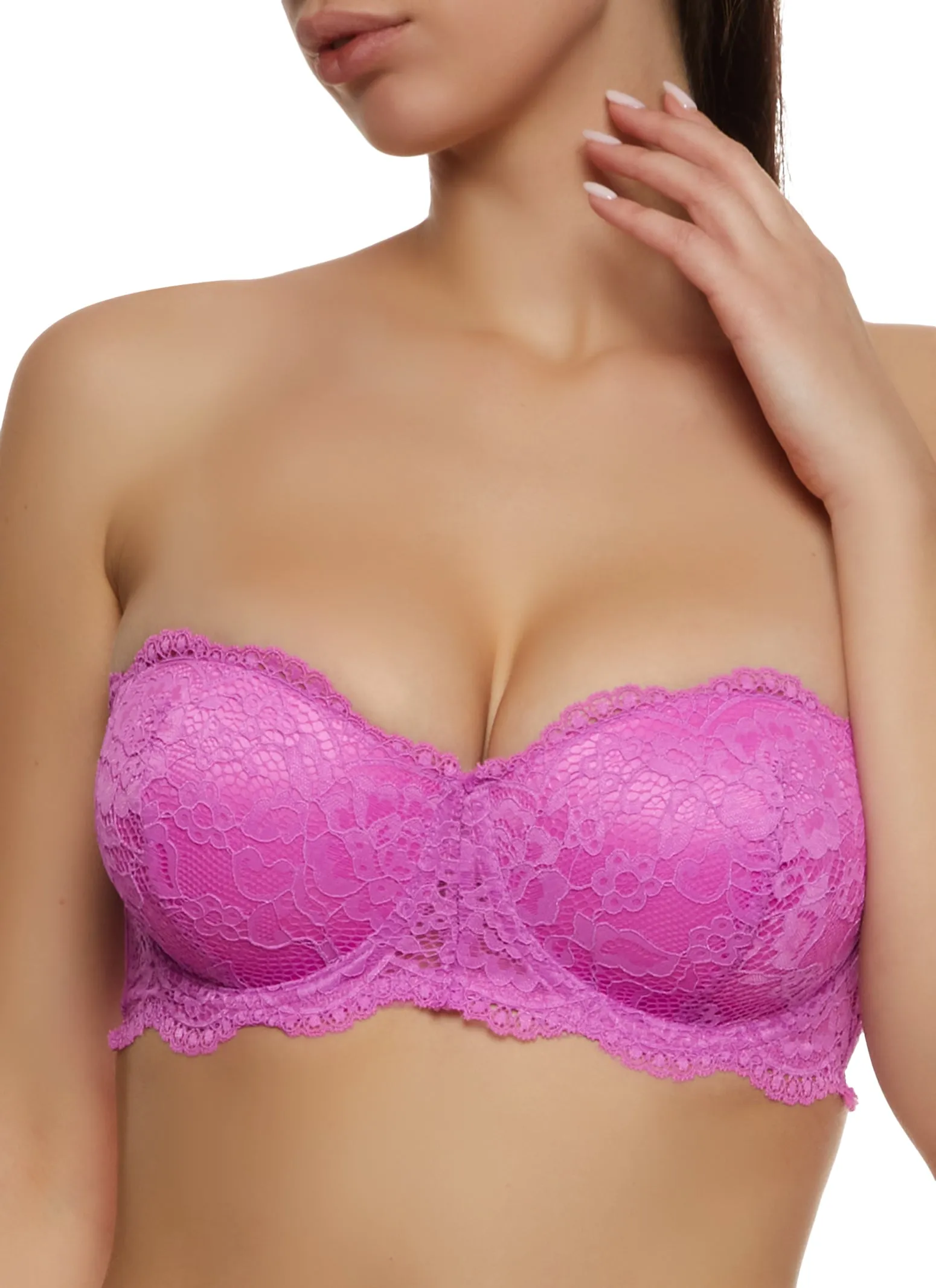 Floral Scalloped Lace Convertible Push Up Balconette Bra sold by Rainbow product image thumbnail 3