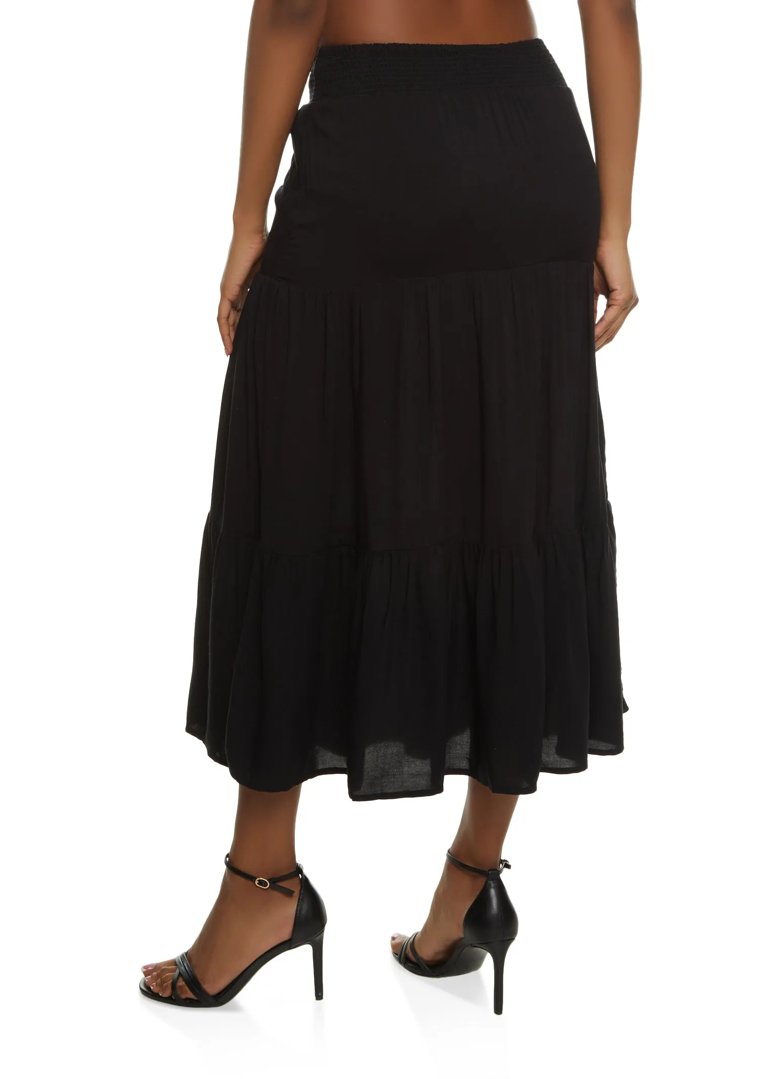Smocked Waist Tiered Maxi Skirt sold by Rainbow product image thumbnail 2