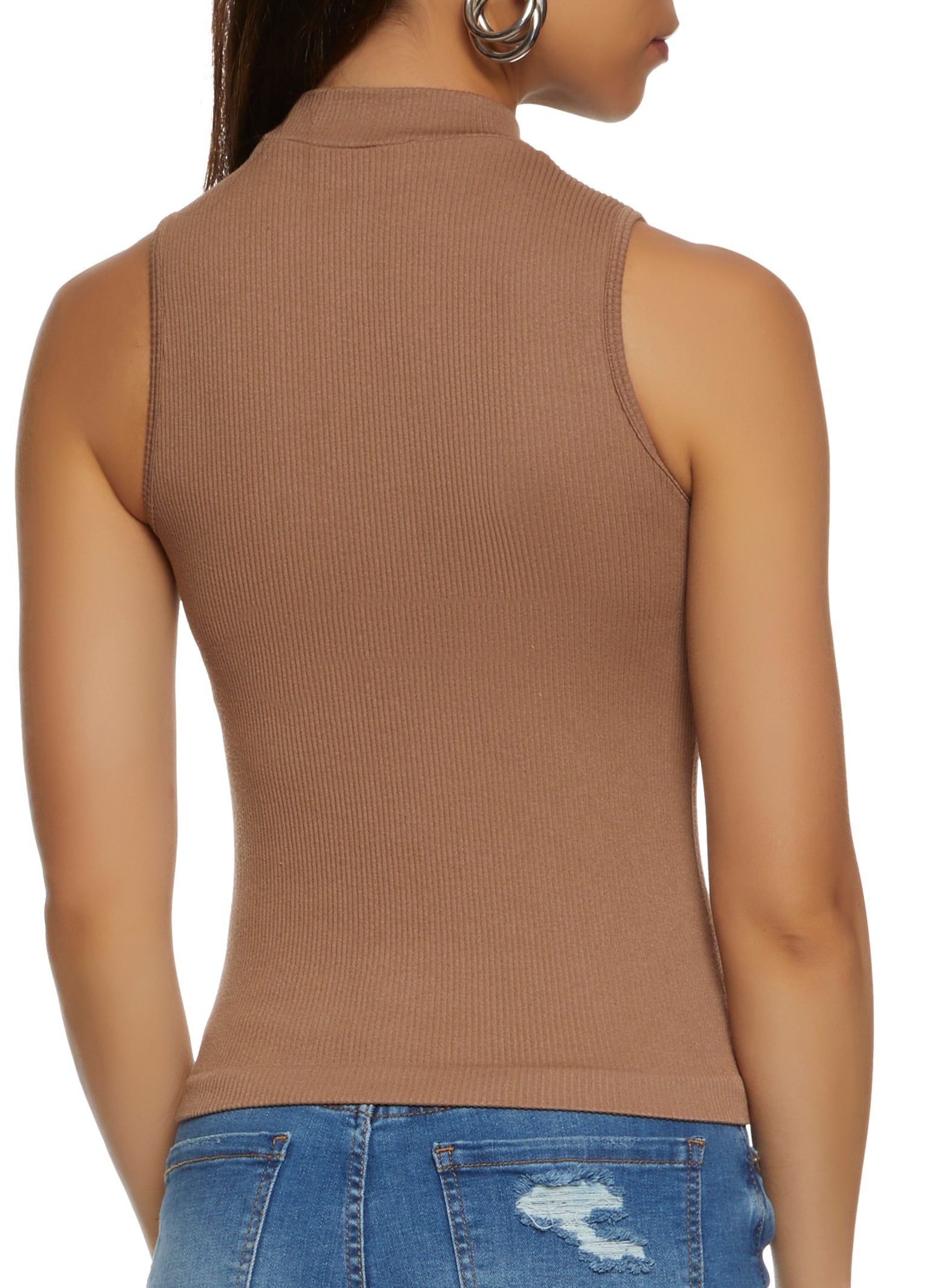 Seamless Ribbed Mock Neck Tank Top sold by Rainbow product image thumbnail 2