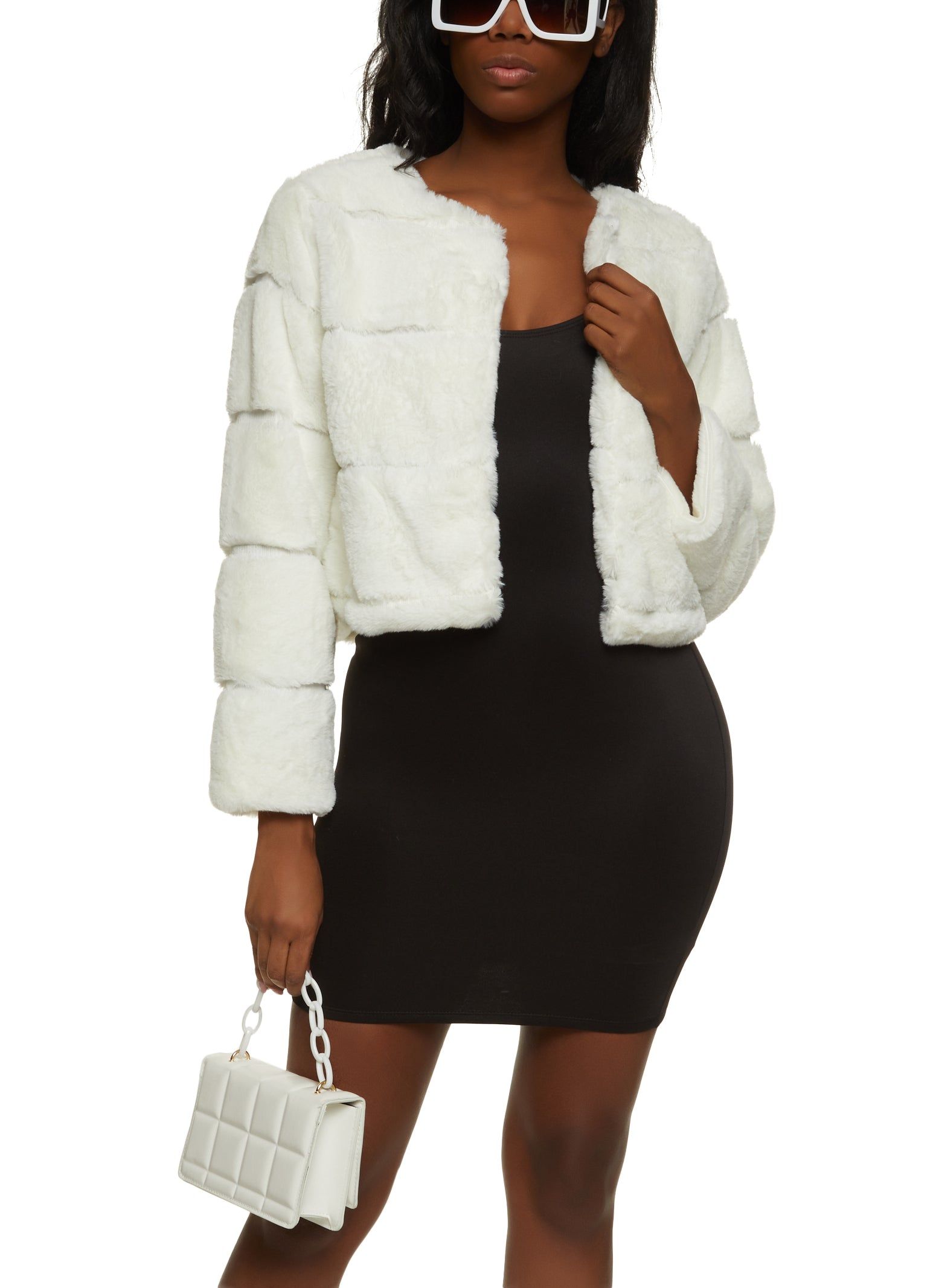 Faux Fur Open Front Cropped Jacket sold by Rainbow