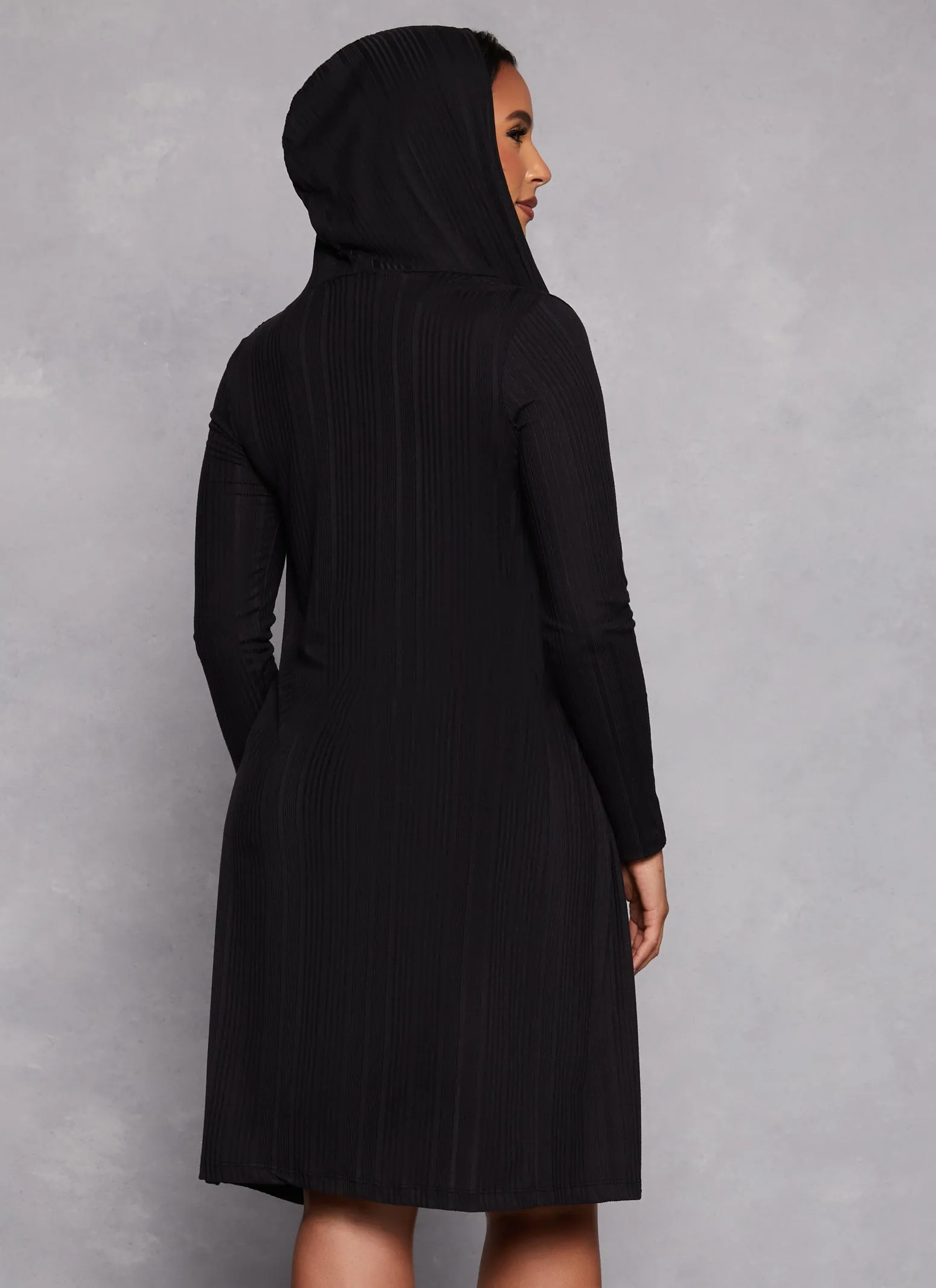 Rib Knit Hooded Long Sleeve Duster sold by Rainbow product image thumbnail 5