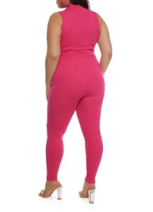 Plus Size Sleeveless Half Zip Catsuit sold by Rainbow