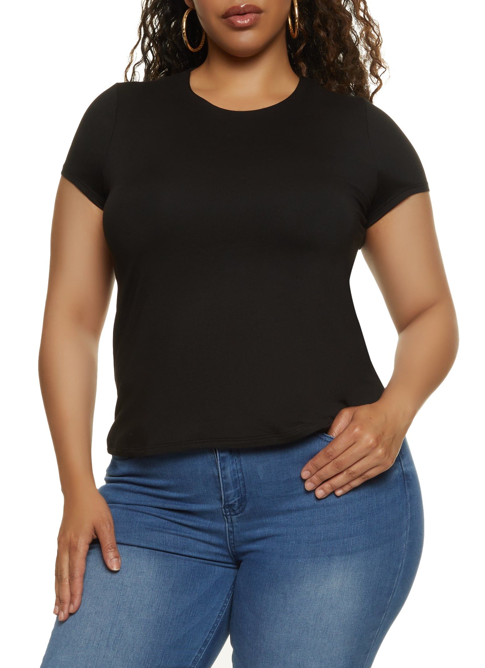 Plus Size Soft Knit Crew Neck Tee sold by Rainbow