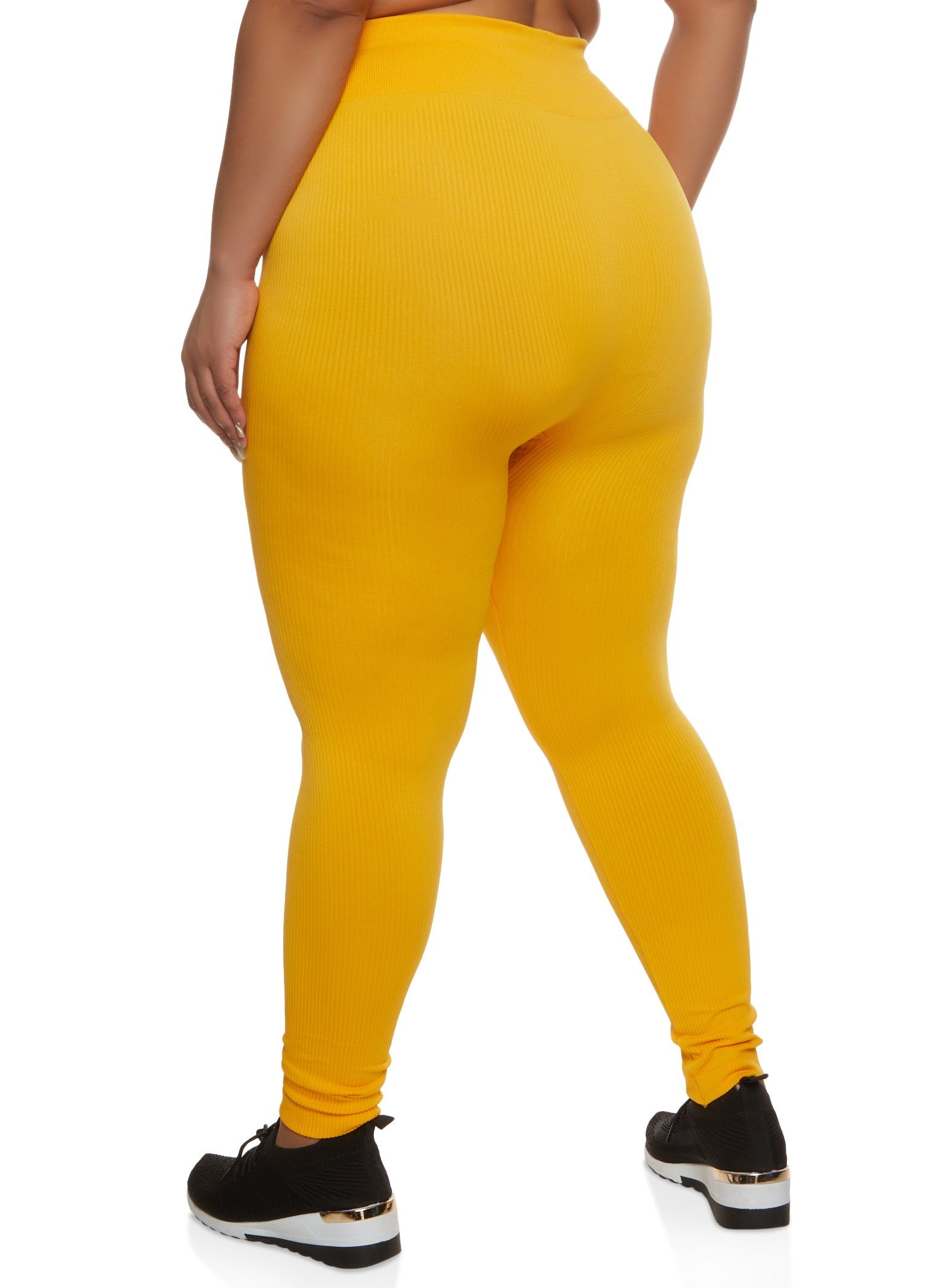 Plus Size Seamless Ribbed Faux Drawstring Leggings sold by Rainbow product image thumbnail 2