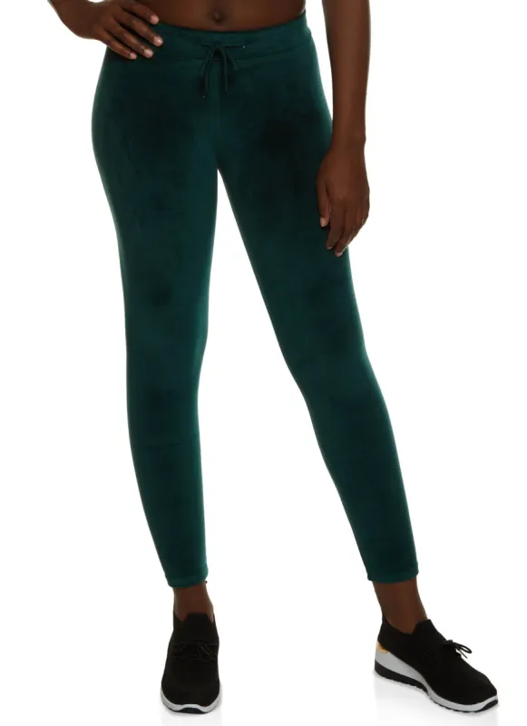 Solid Velour Drawstring Leggings sold by Rainbow