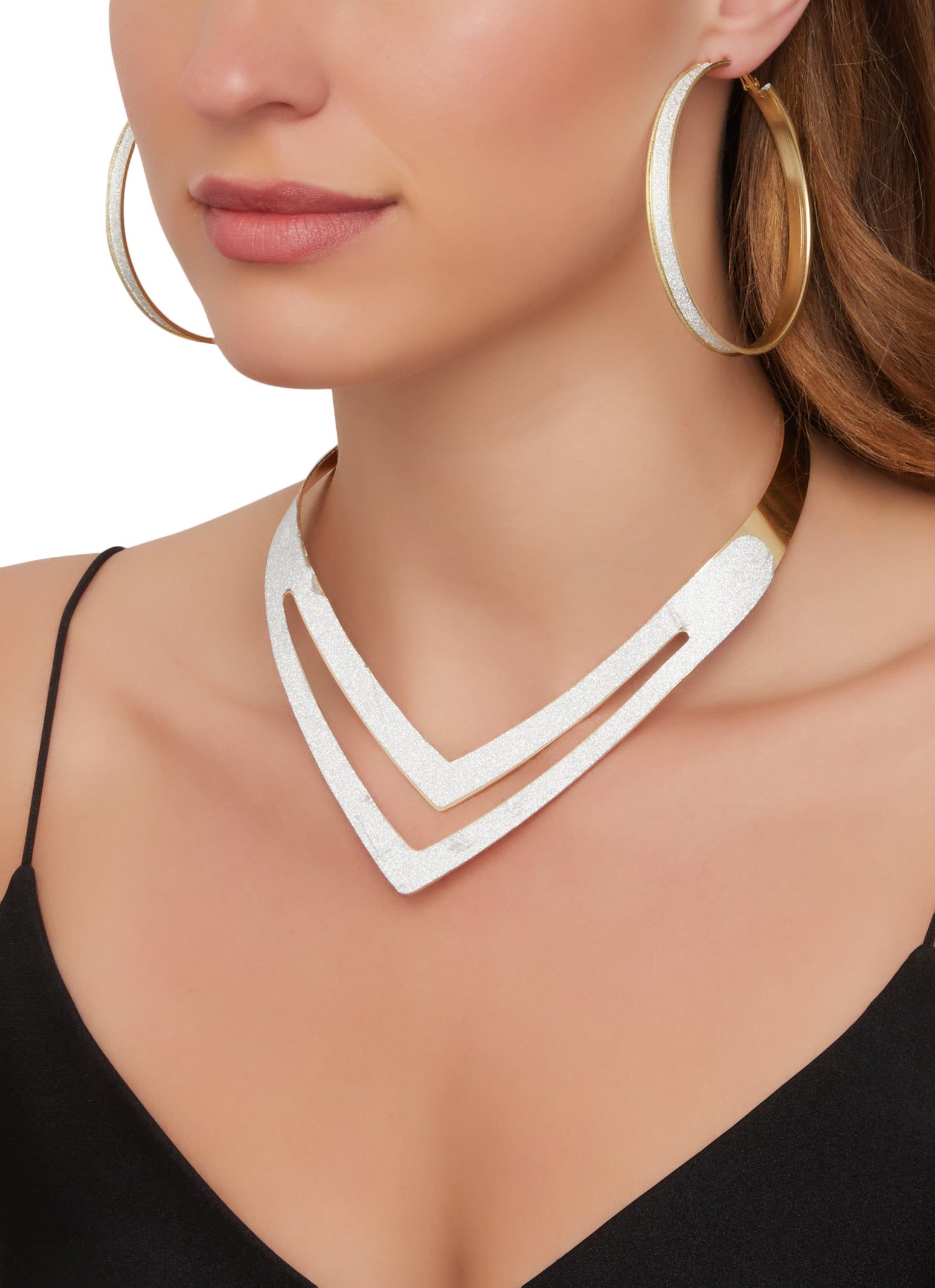 Glitter Collar Necklace with Bracelet and Hoop Earrings sold by Rainbow product image thumbnail 2