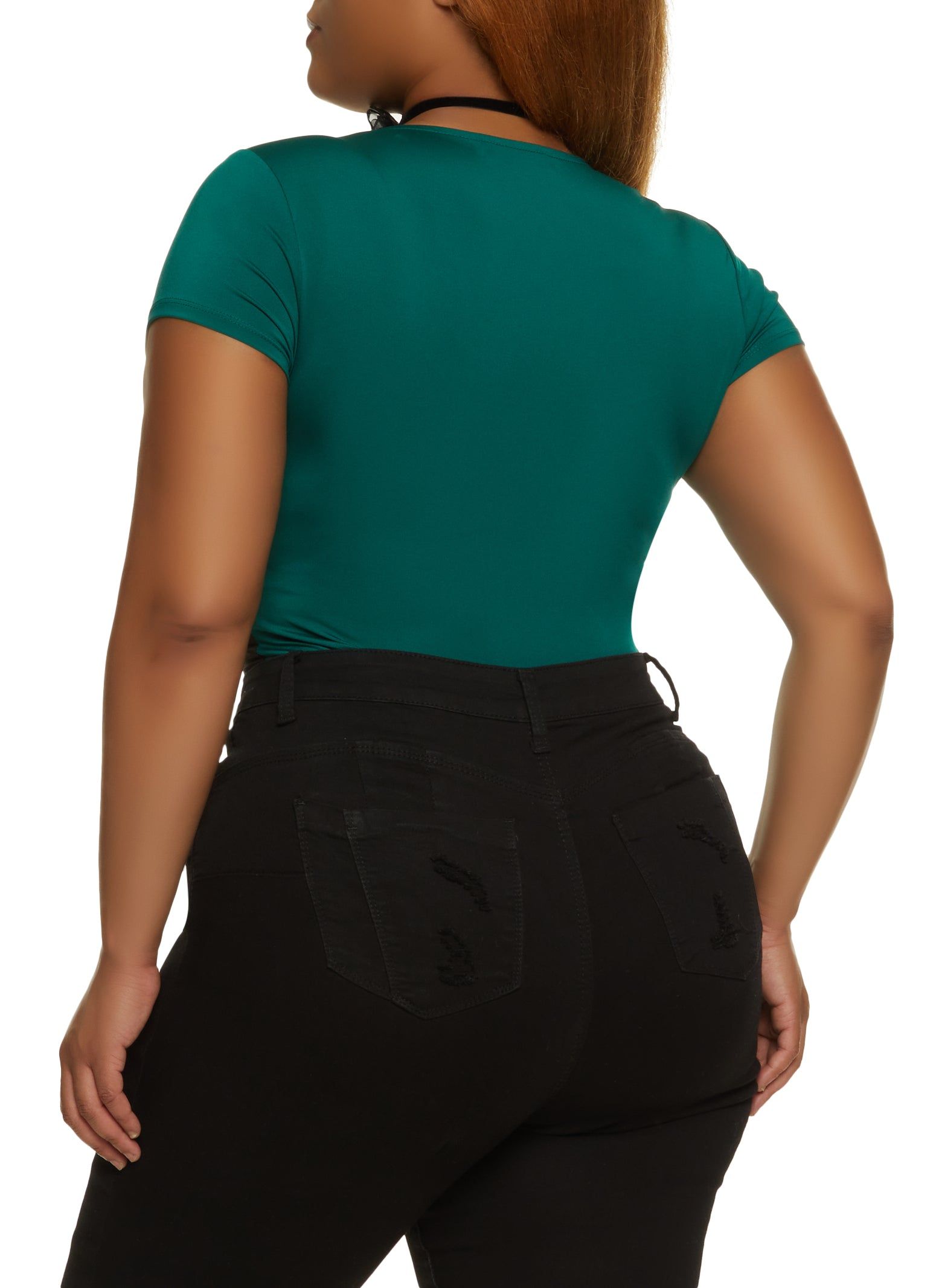 Plus Size Side Stripe Faux Wrap Bodysuit sold by Rainbow product image thumbnail 3