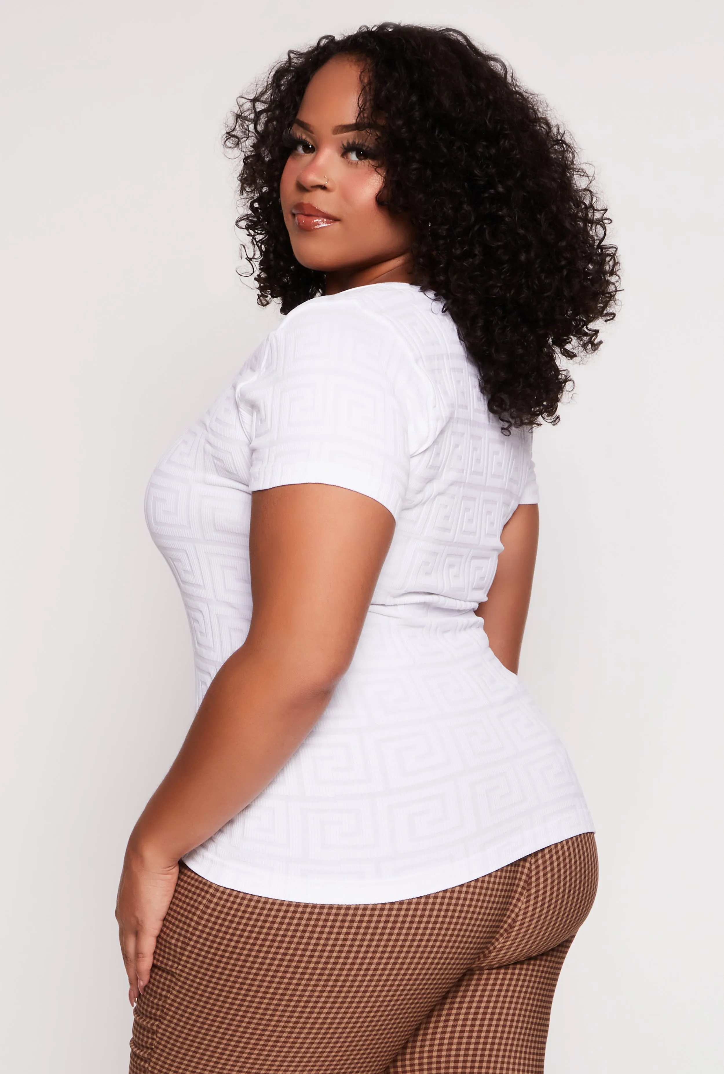 Plus Size Seamless Greek Key Scoop Neck Top sold by Rainbow product image thumbnail 3