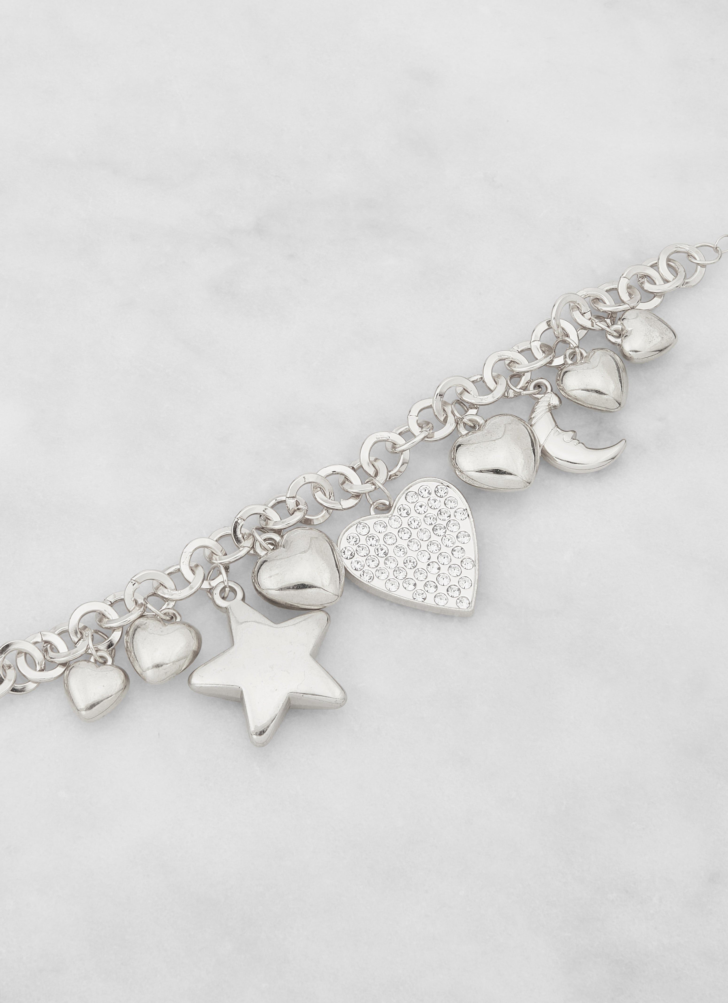 Rhinestone Heart Charm Bracelet sold by Rainbow product image thumbnail 2