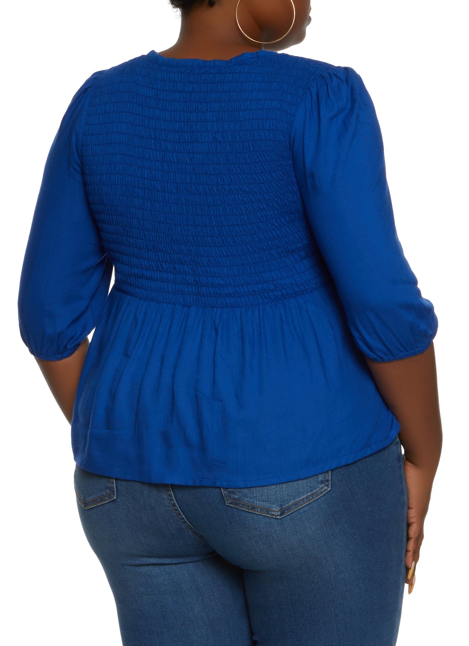 Plus Size Smocked Button Detail Top sold by Rainbow product image thumbnail 2