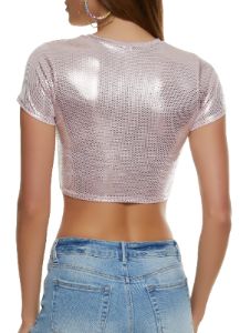 Foiled Twist Front Crop Top sold by Rainbow