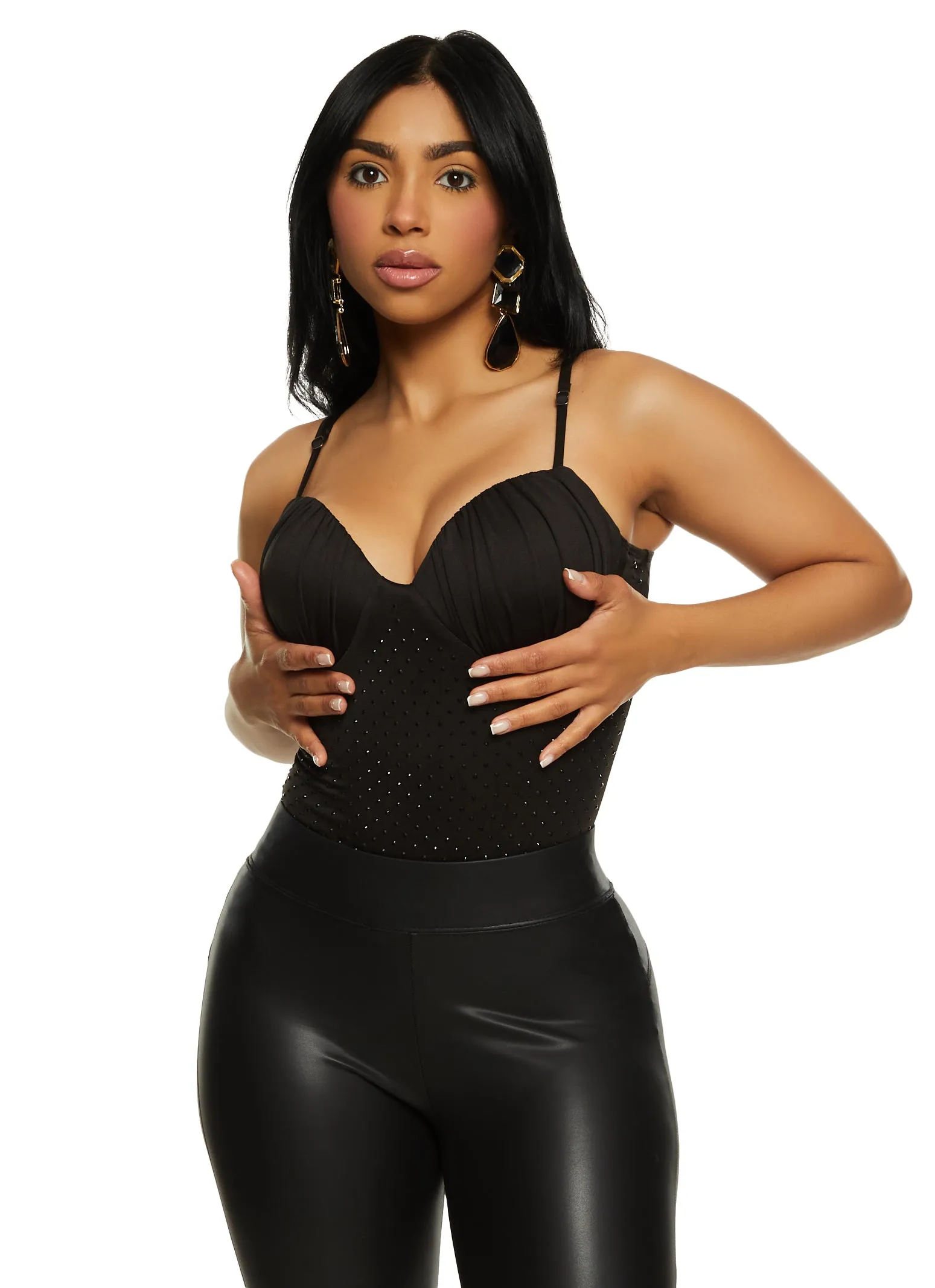 Ruched Rhinestone Bustier Bodysuit sold by Rainbow product image thumbnail 2