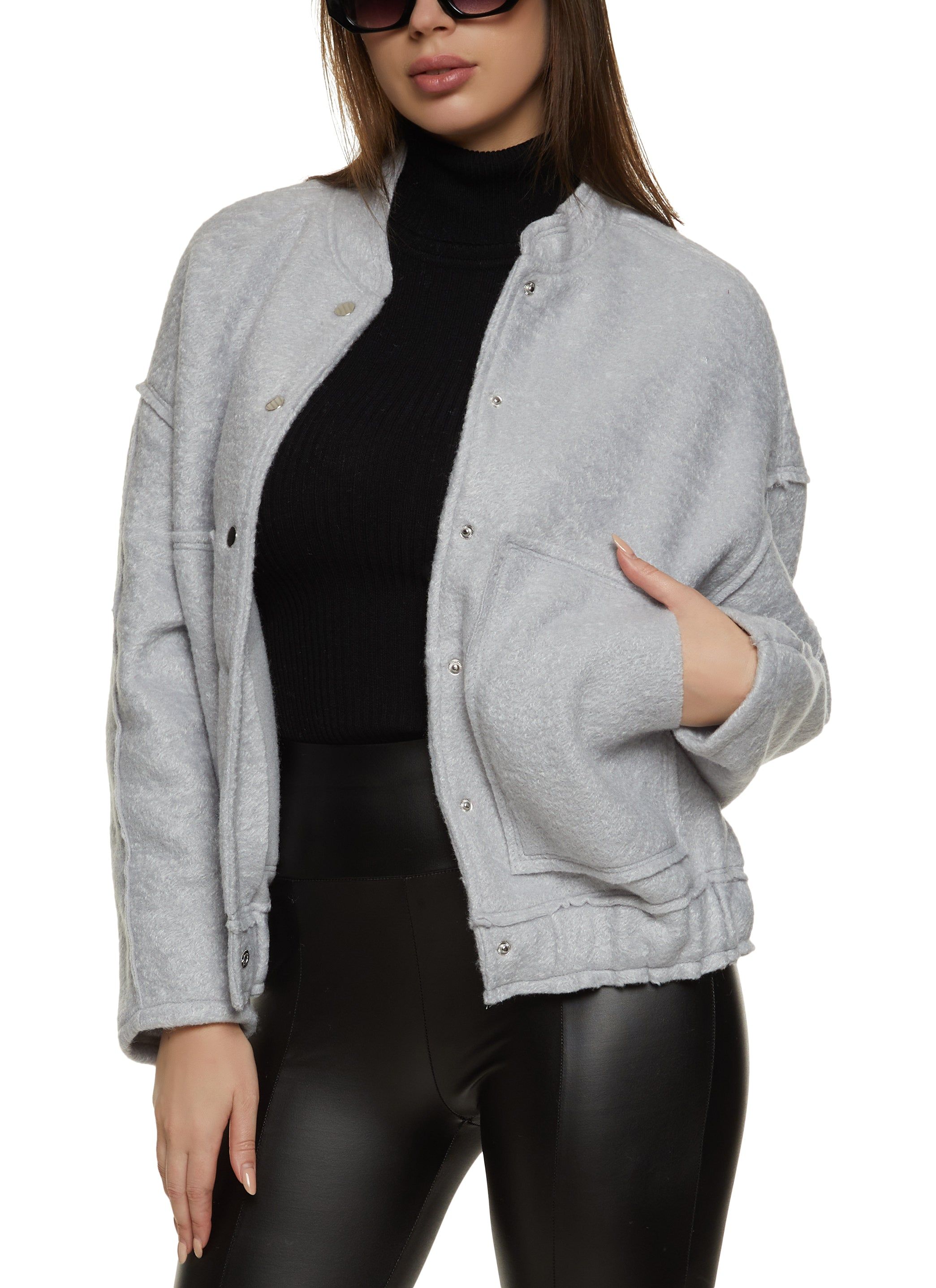 Faux Wool Bomber Jacket sold by Rainbow