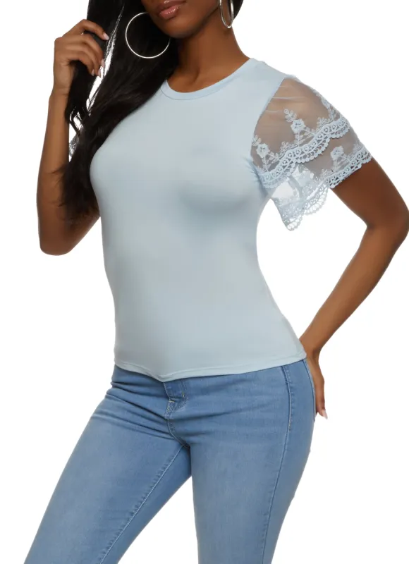 Lace Detail Bell Sleeve Blouse sold by Rainbow