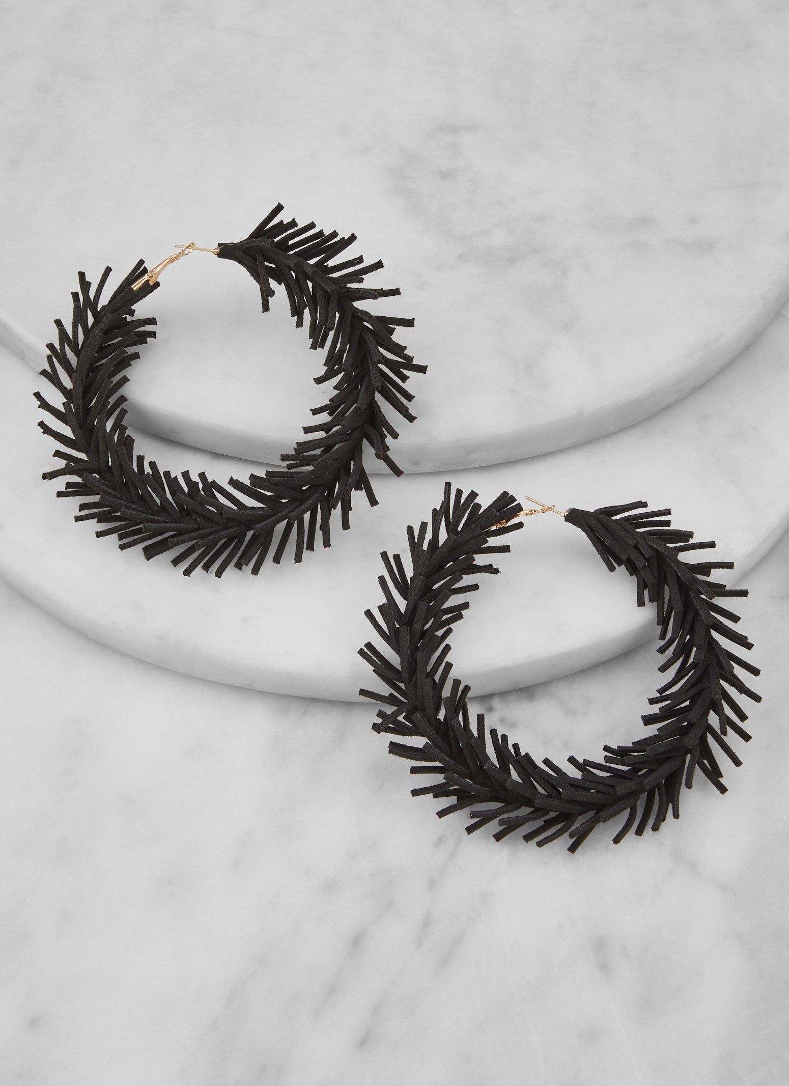 Faux Suede Fringed Hoop Earrings sold by Rainbow product image thumbnail 2