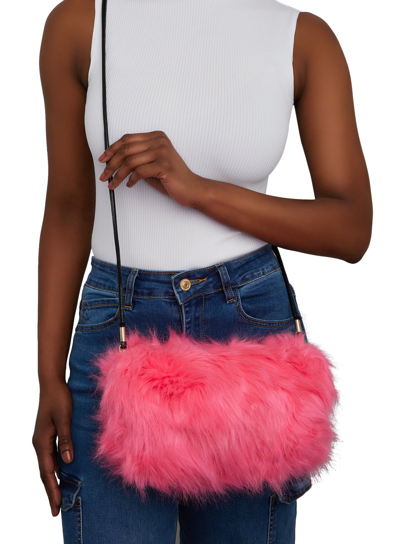 Faux Fur Zip Crossbody Bag sold by Rainbow
