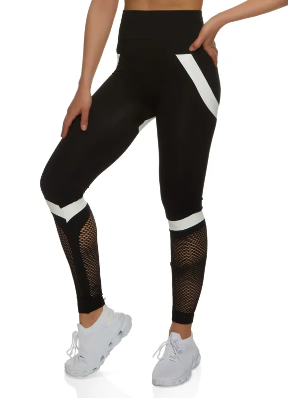 Color Block Fishnet Detail Leggings sold by Rainbow