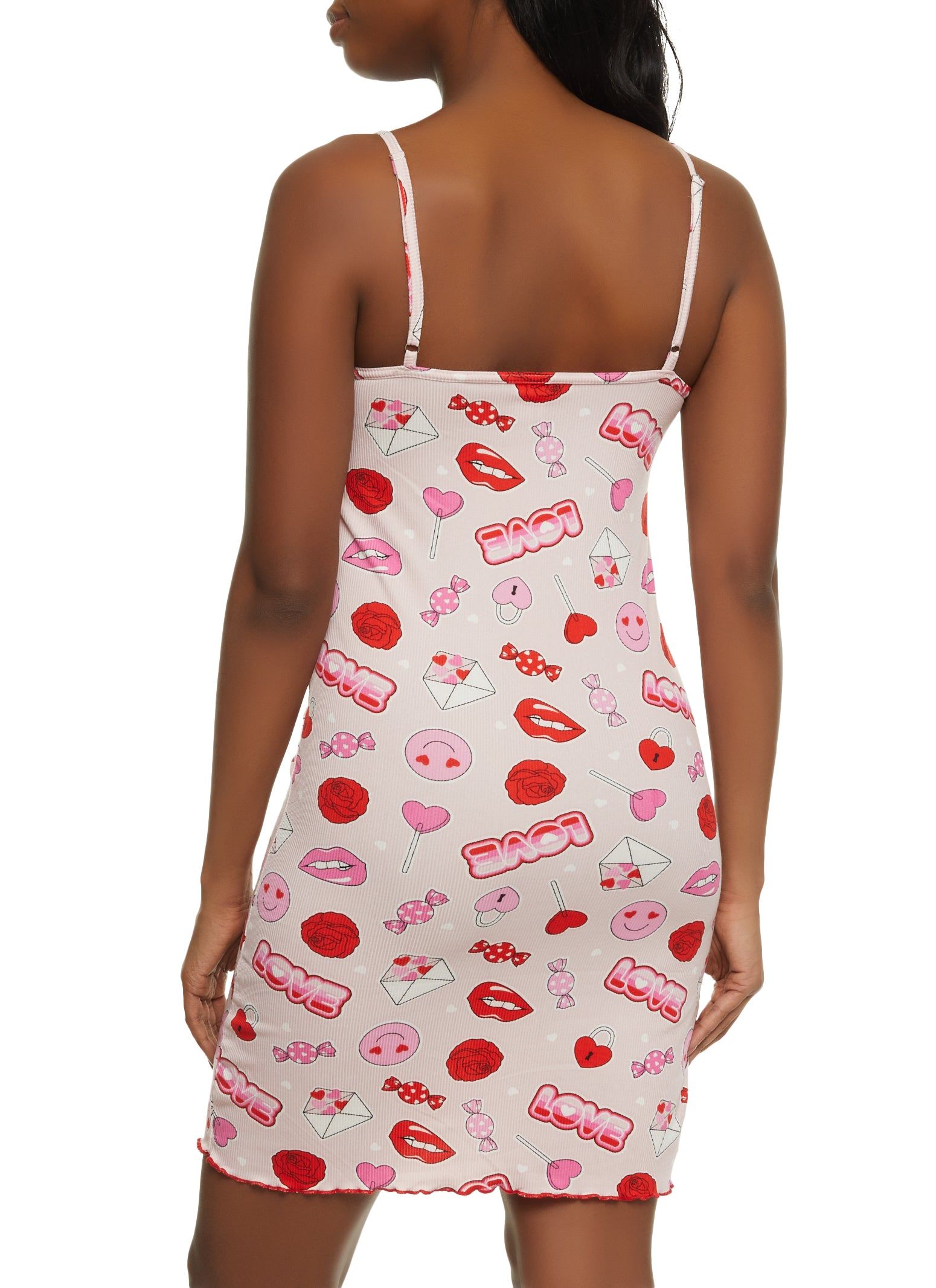 Ribbed Love Candy Print Cami Nightgown and Robe sold by Rainbow product image thumbnail 5