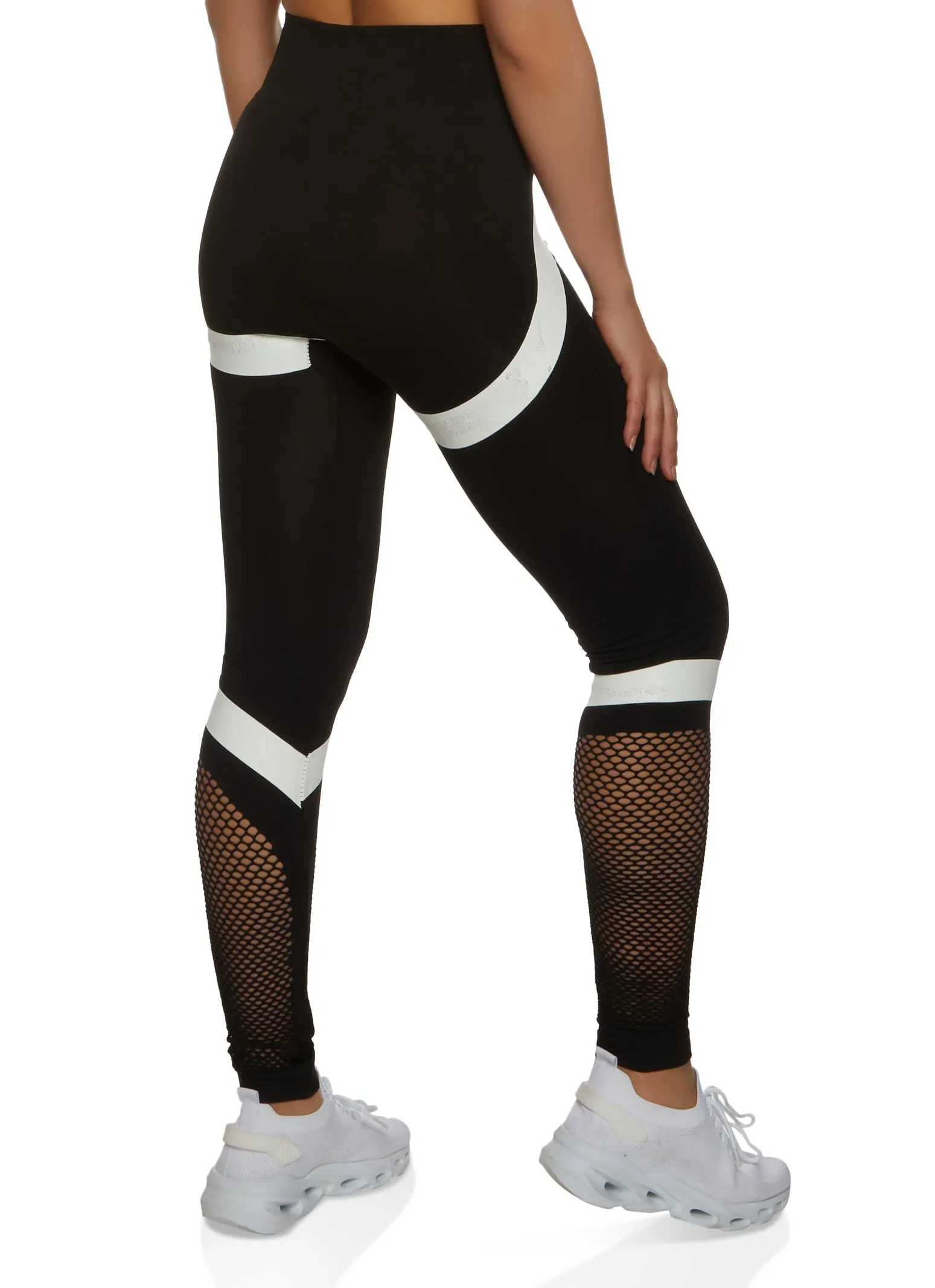 Color Block Fishnet Detail Leggings sold by Rainbow product image thumbnail 2