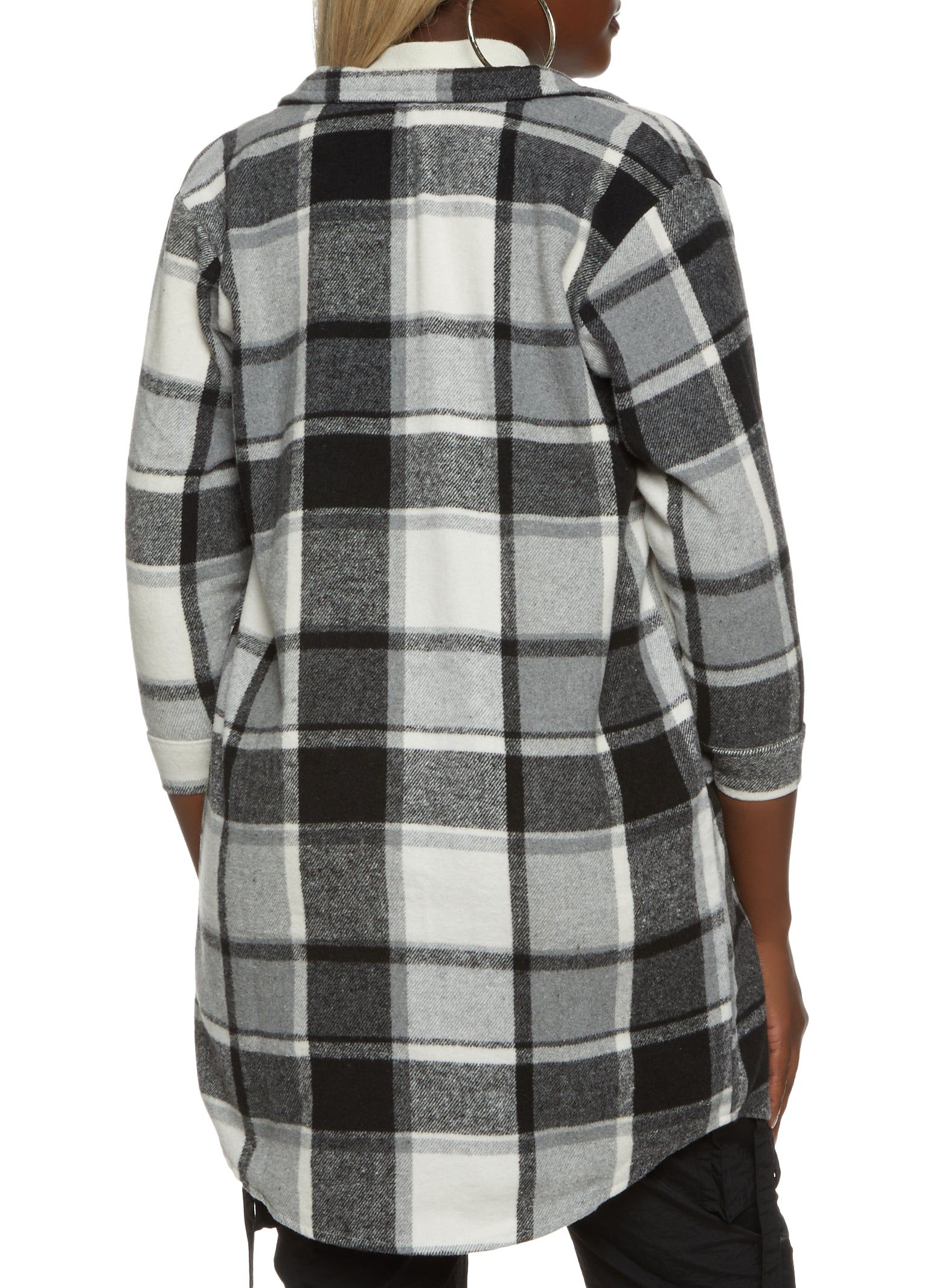 Plaid Flannel Quarter Sleeve Shacket sold by Rainbow product image thumbnail 3