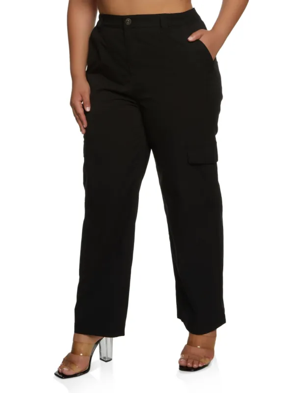 Plus Size Nylon Wide Leg Cargo Pants sold by Rainbow