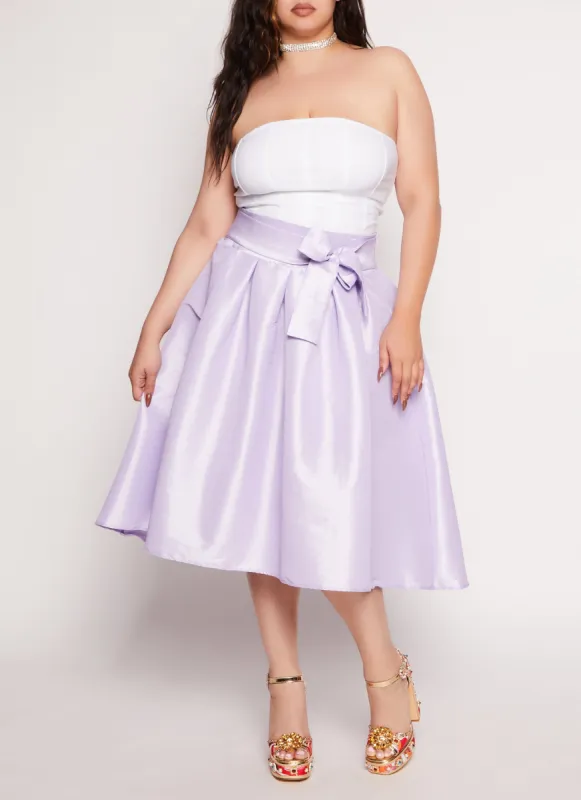 Plus Size Tie Waist Circle Skirt sold by Rainbow