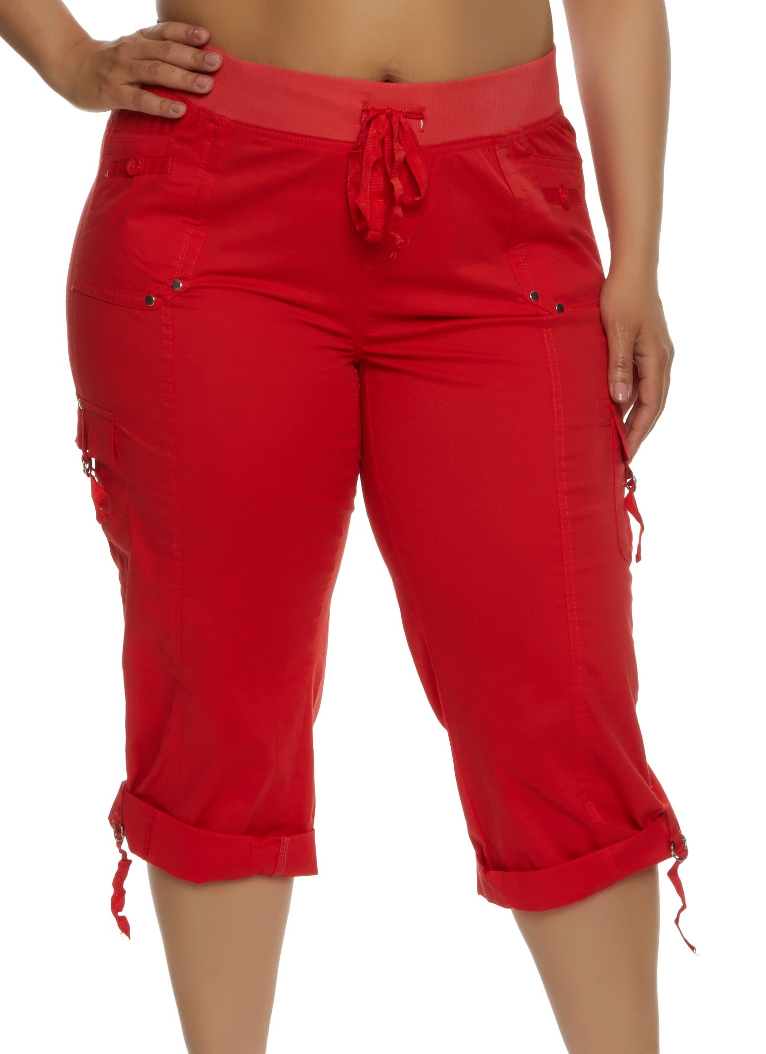 Plus Size Cuffed Cargo Capri Pants sold by Rainbow