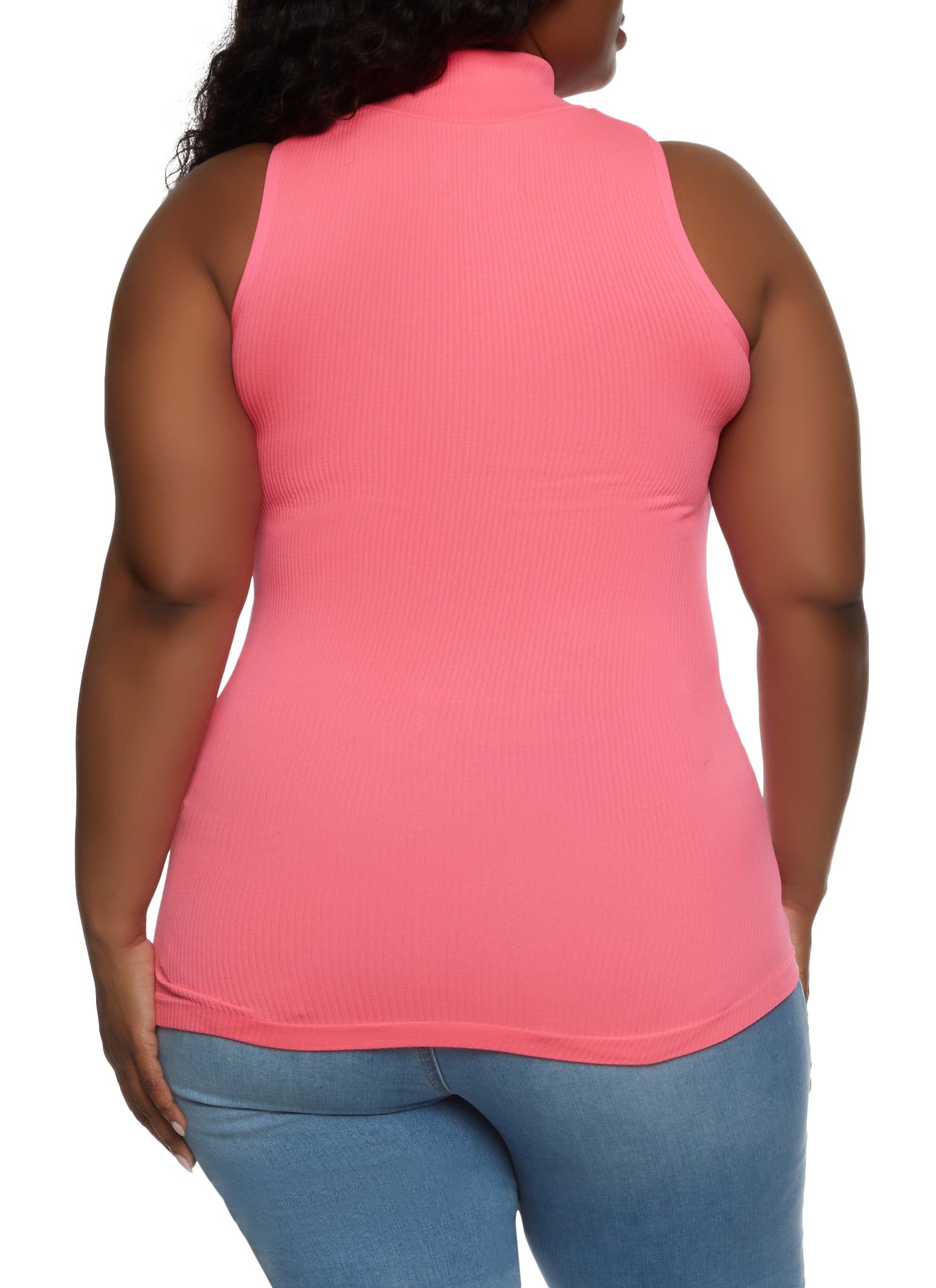 Plus Size Ribbed Sleeveless Zip Neck Top sold by Rainbow product image thumbnail 2