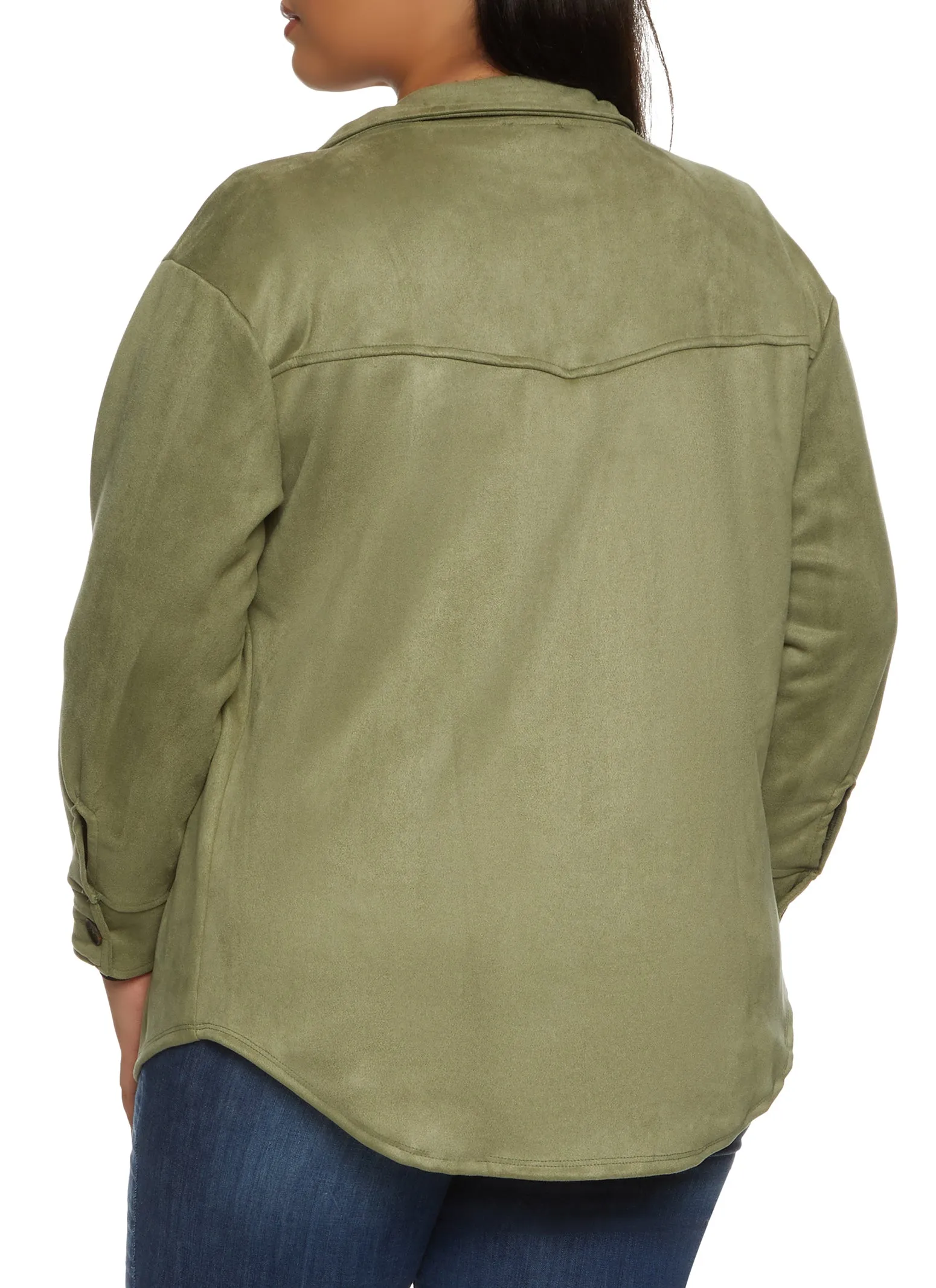 Plus Size Faux Suede Button Front Shirt sold by Rainbow product image thumbnail 2