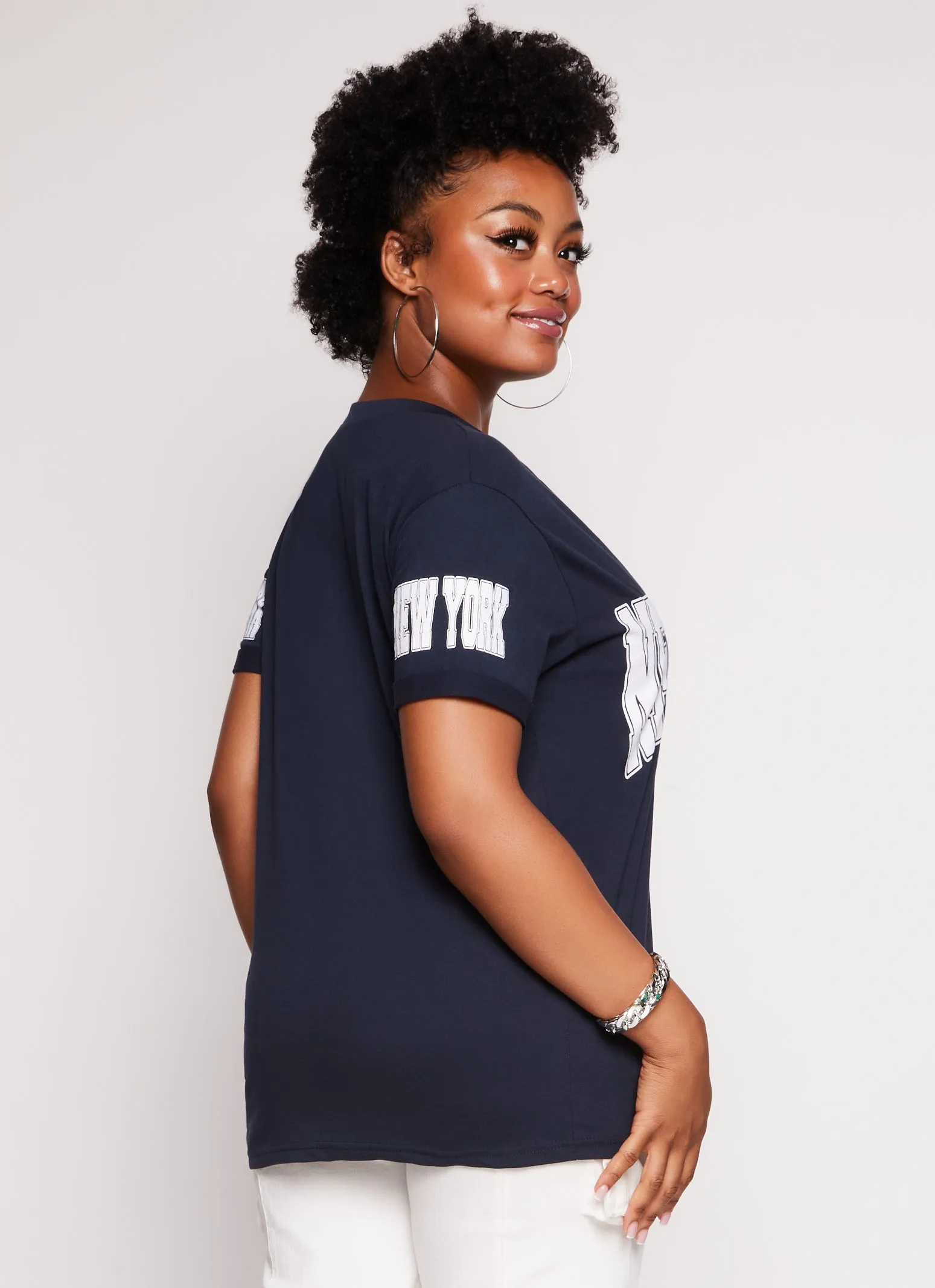 Plus Size New York Notch Neck Graphic Tee sold by Rainbow product image thumbnail 3