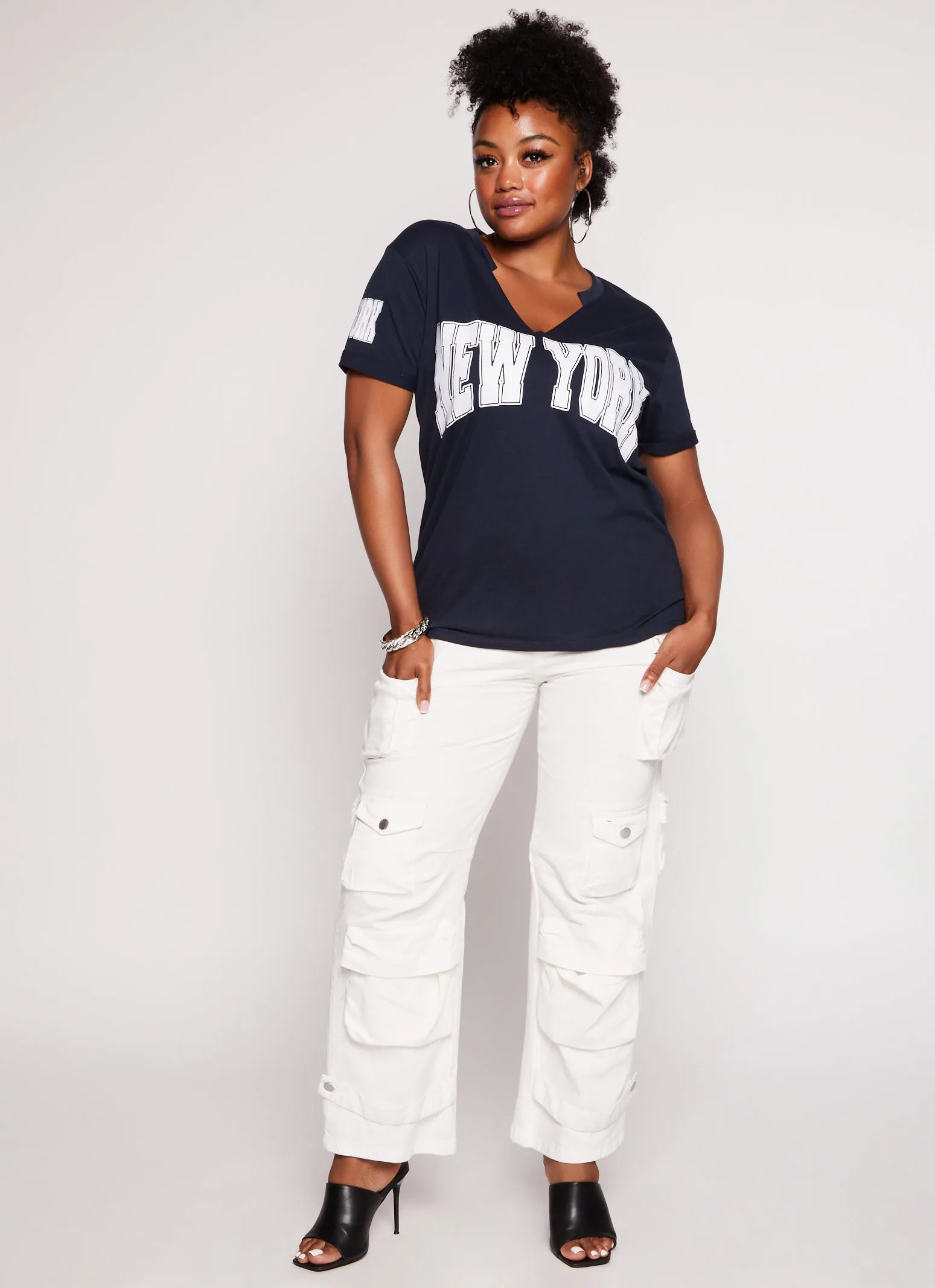 Plus Size New York Notch Neck Graphic Tee sold by Rainbow product image thumbnail 2