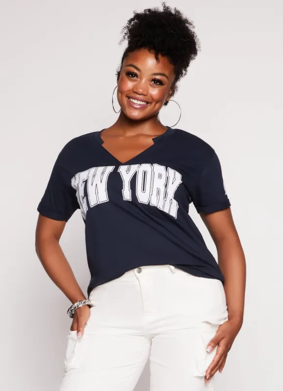 Plus Size New York Notch Neck Graphic Tee sold by Rainbow