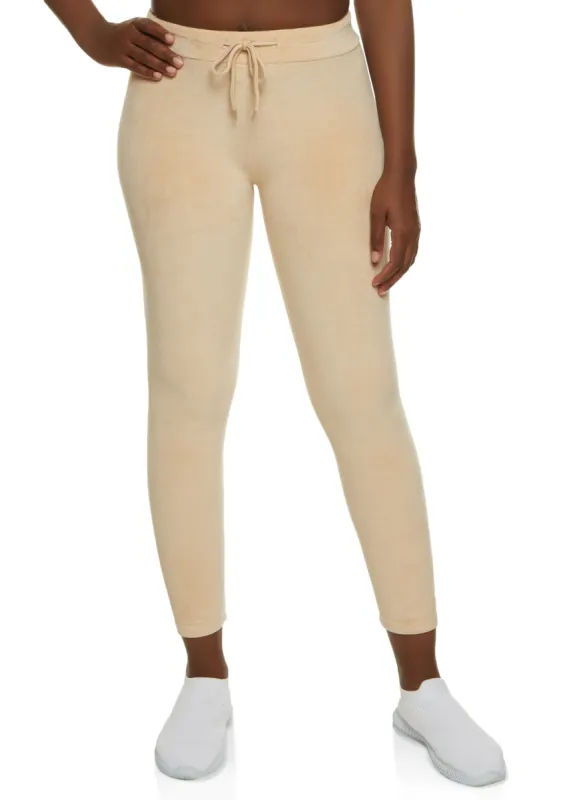 Solid Velour Drawstring Leggings sold by Rainbow