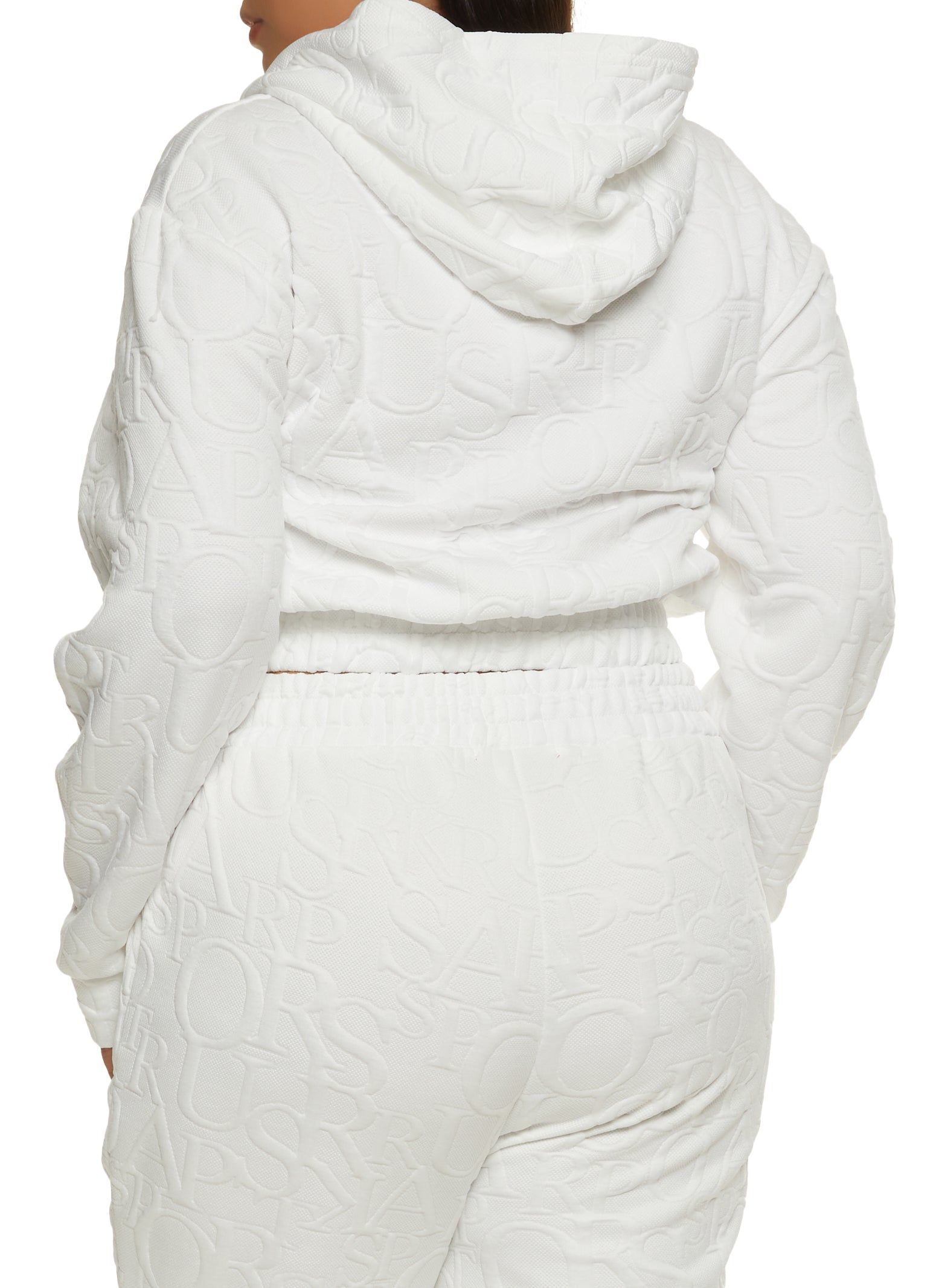Plus Size Embossed Zip Up Cropped Hoodie sold by Rainbow product image thumbnail 3