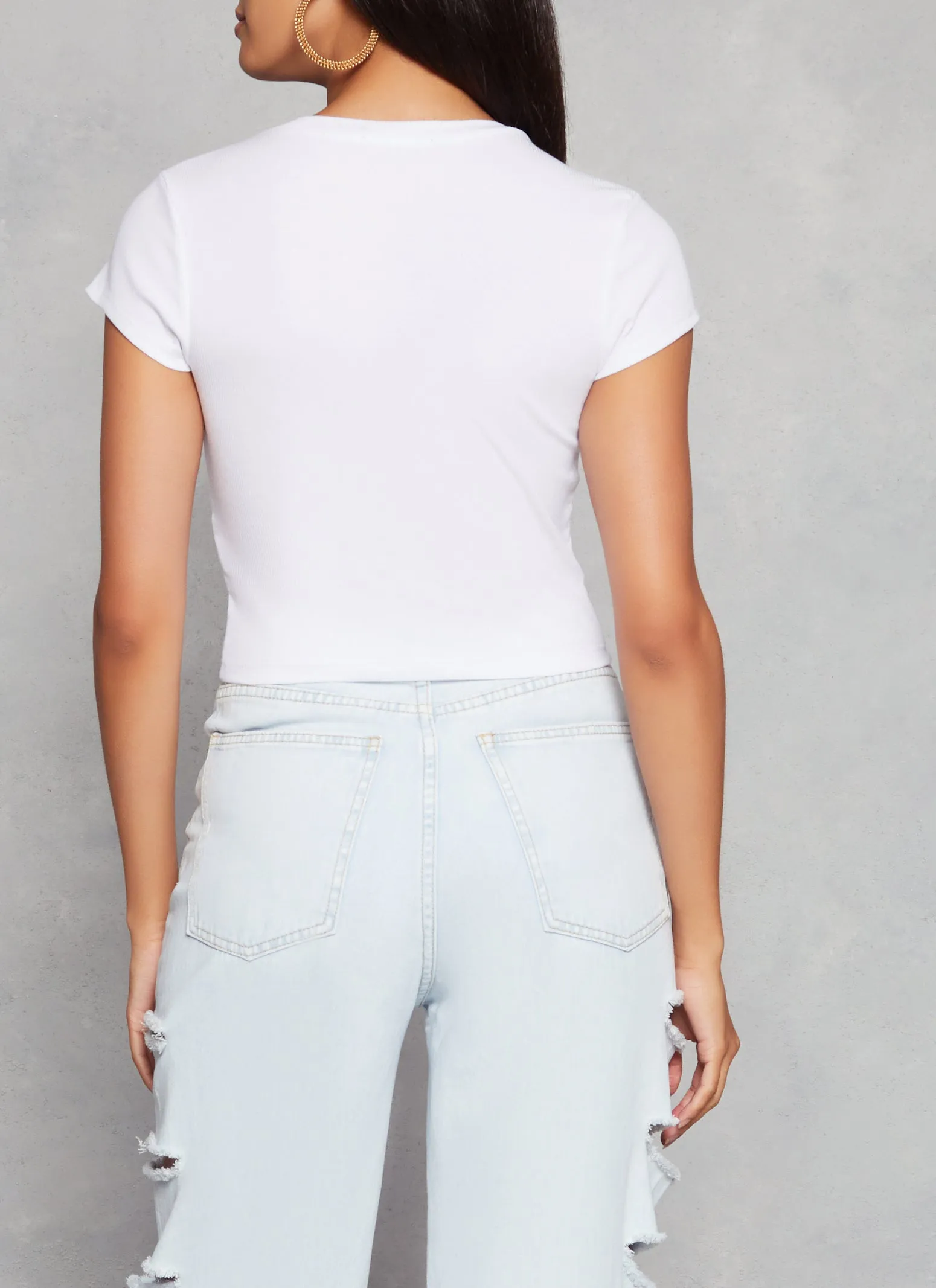 Ambiance Ribbed Knit Crew Neck Crop Top sold by Rainbow product image thumbnail 3