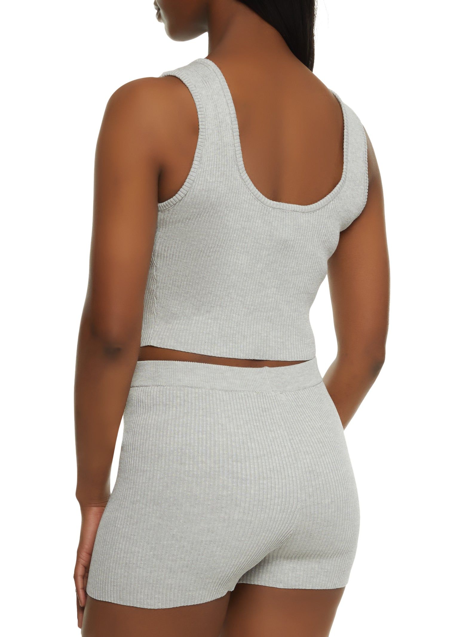 Ribbed Notch Neck Cropped Tank Top sold by Rainbow product image thumbnail 3