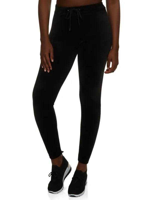 Solid Velour Drawstring Leggings sold by Rainbow