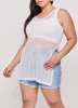 Plus Size Fishnet Side Slit Tank Top sold by Rainbow