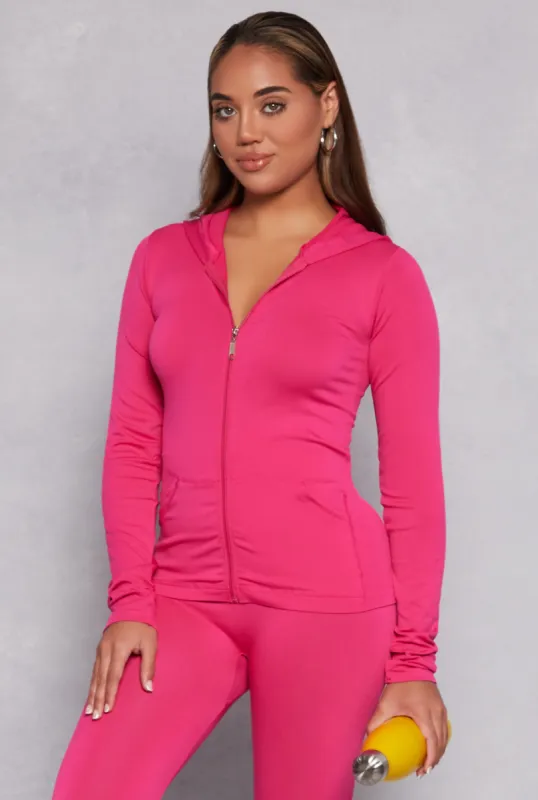 Seamless Ribbed Knit Zip Front Hoodie sold by Rainbow