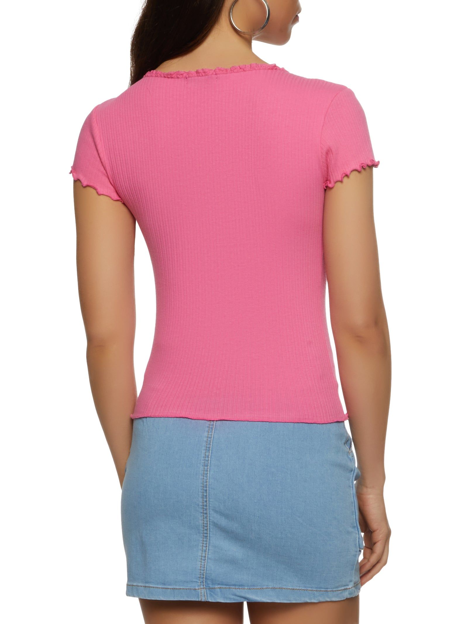 Rib Knit Lettuce Edge Tee sold by Rainbow product image thumbnail 2