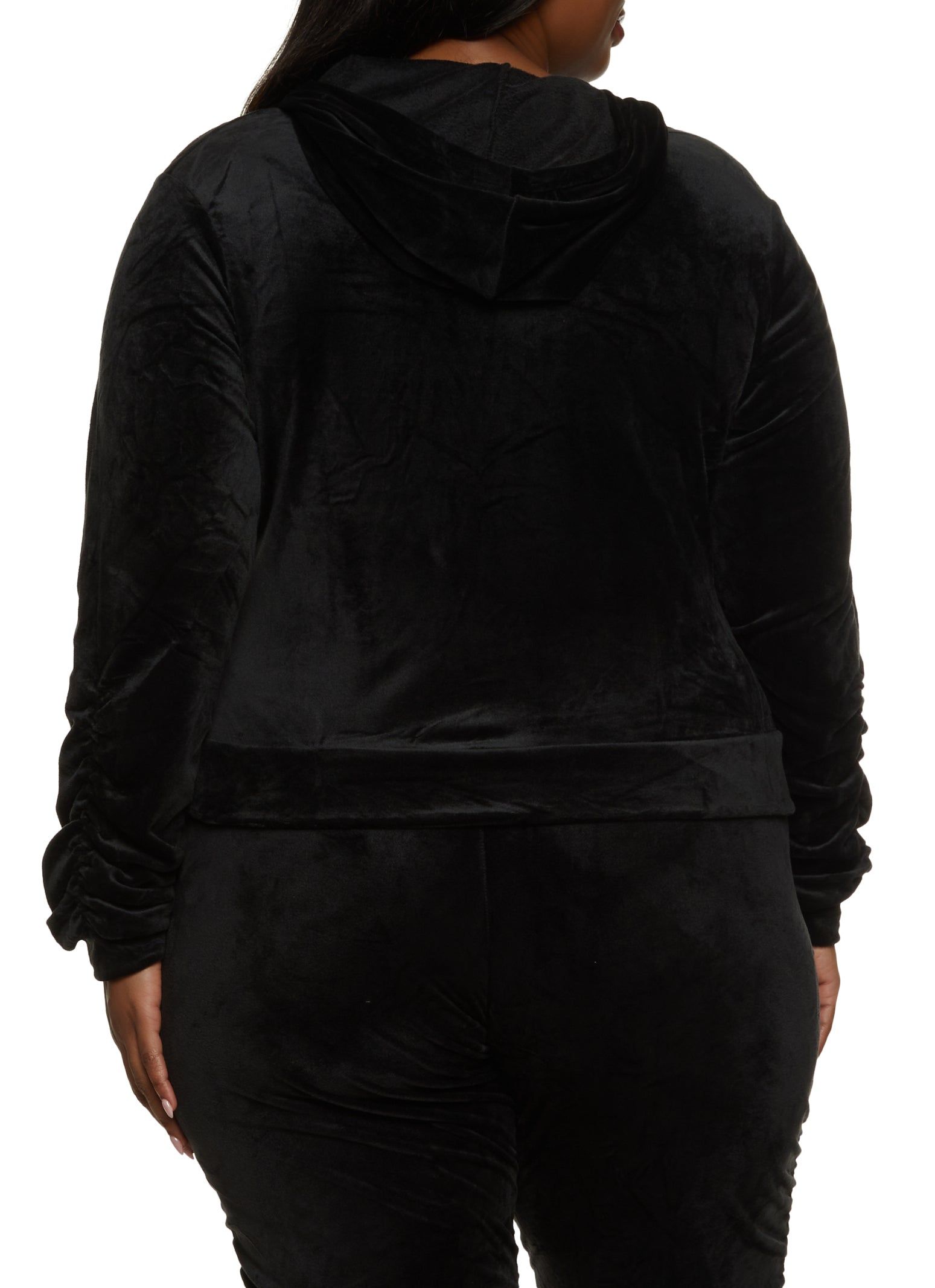 Plus Size Ruched Zip Front Hooded Sweatshirt sold by Rainbow product image thumbnail 3
