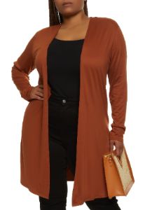 Plus Size Soft Knit Solid Duster sold by Rainbow
