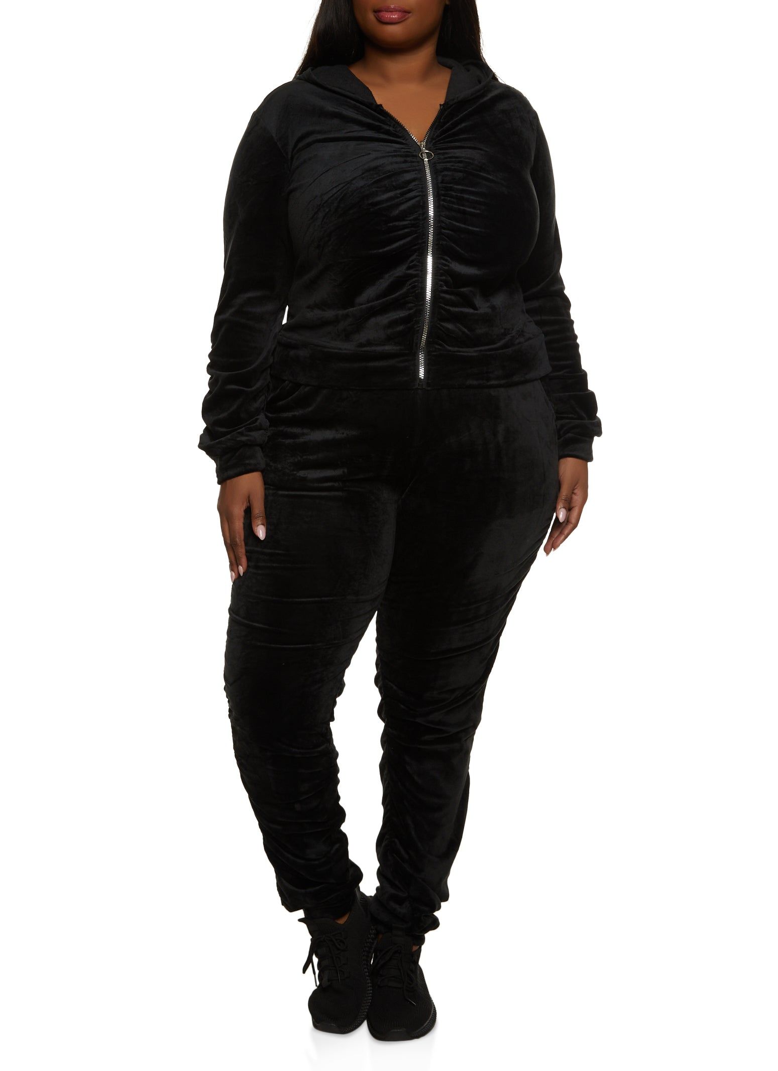 Plus Size Ruched Zip Front Hooded Sweatshirt sold by Rainbow product image thumbnail 2