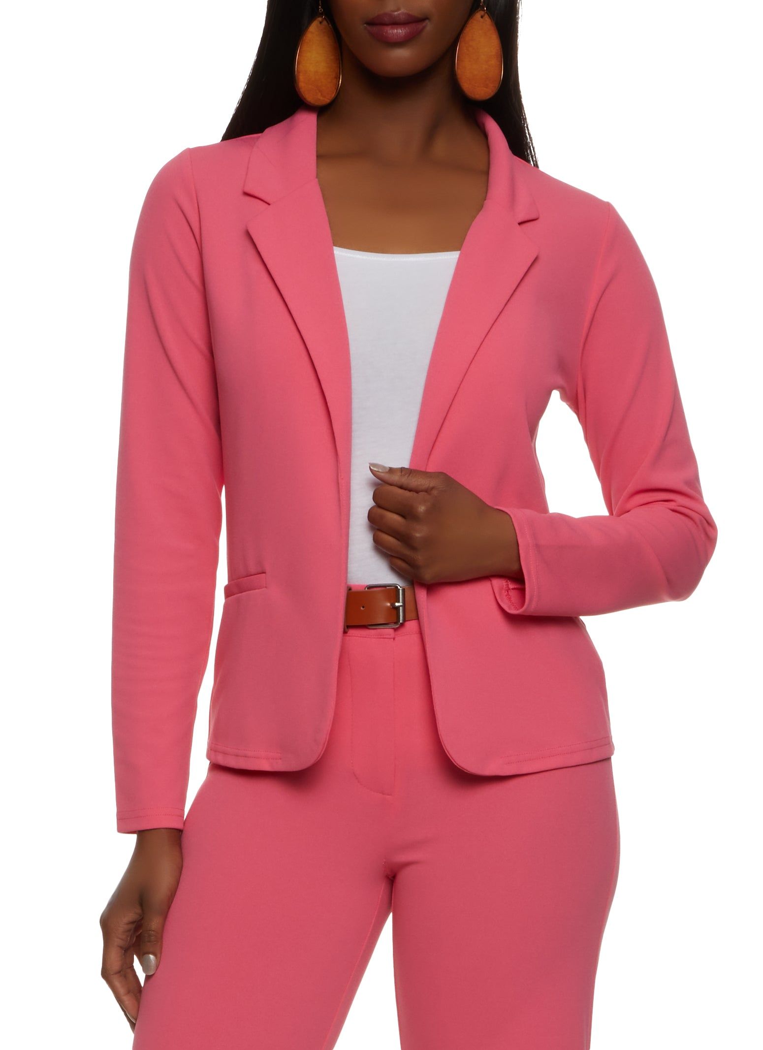 Faux Pocket Open Front Blazer sold by Rainbow