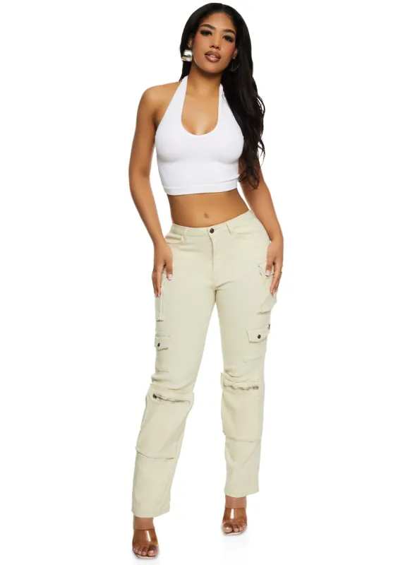 Wide Leg Cargo Pocket Palazzo Trousers sold by Rainbow