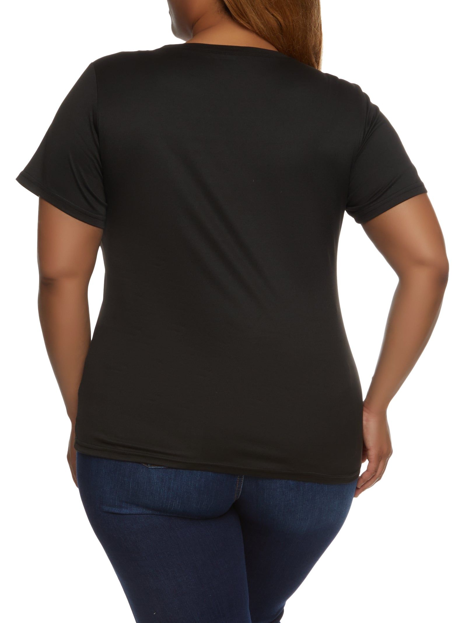 Plus Size Rainbow Paint Splatter Patch Graphic Tee sold by Rainbow product image thumbnail 2